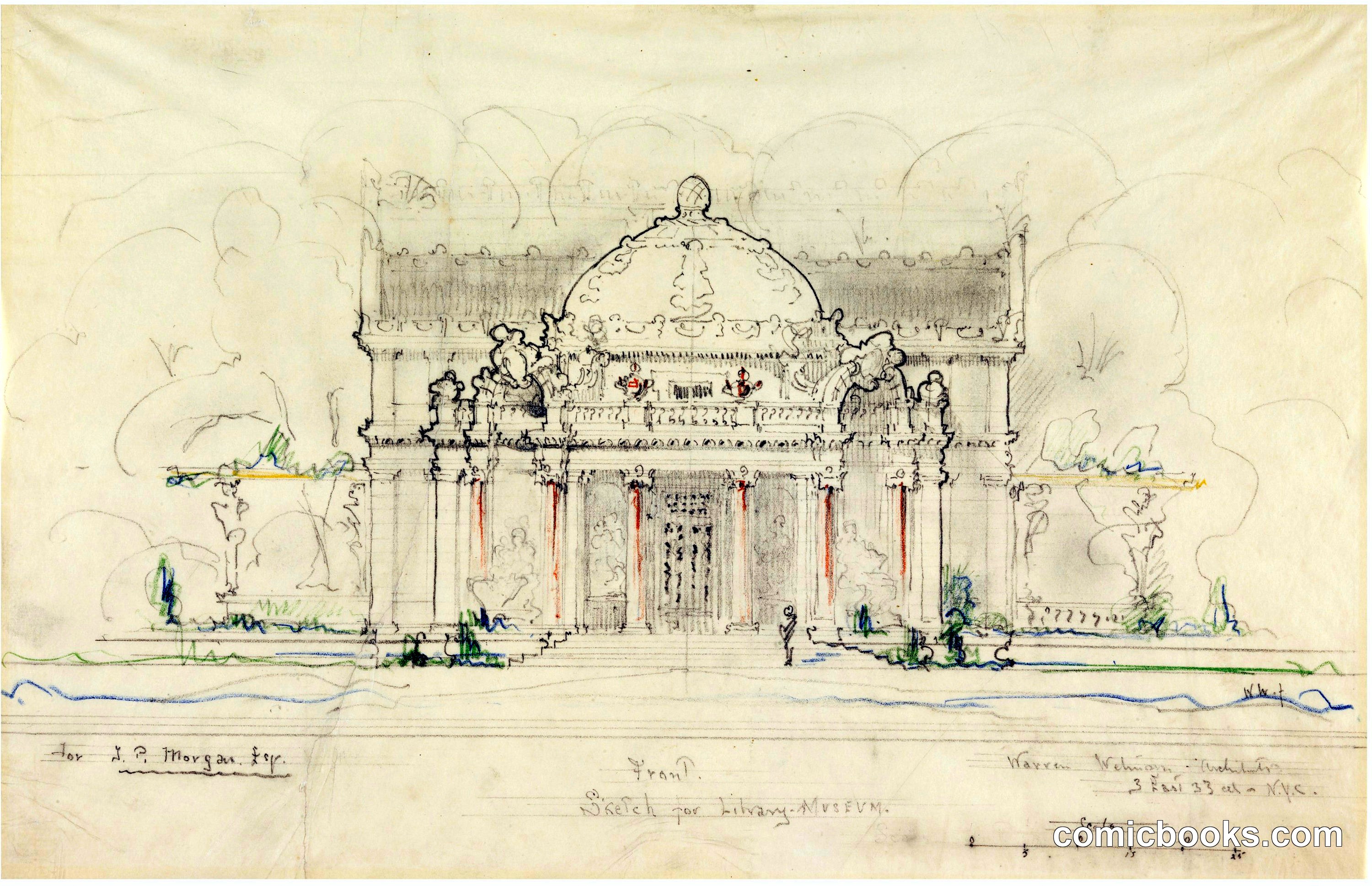 Front Elevation, Sketch for Library Museum for J. Pierpont Morgan, Esq., New York