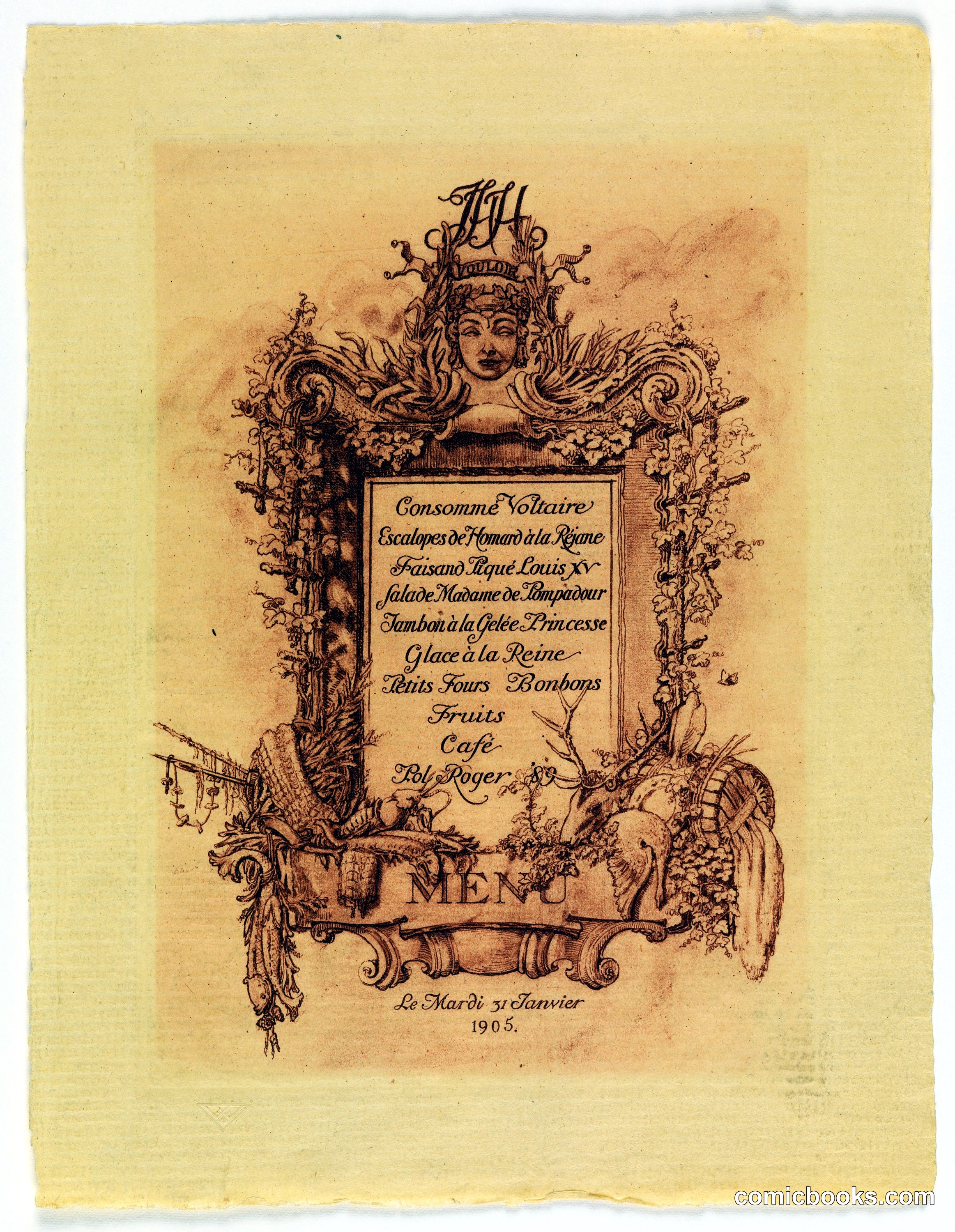 Menu for the Ball Given by James Hazen Hyde