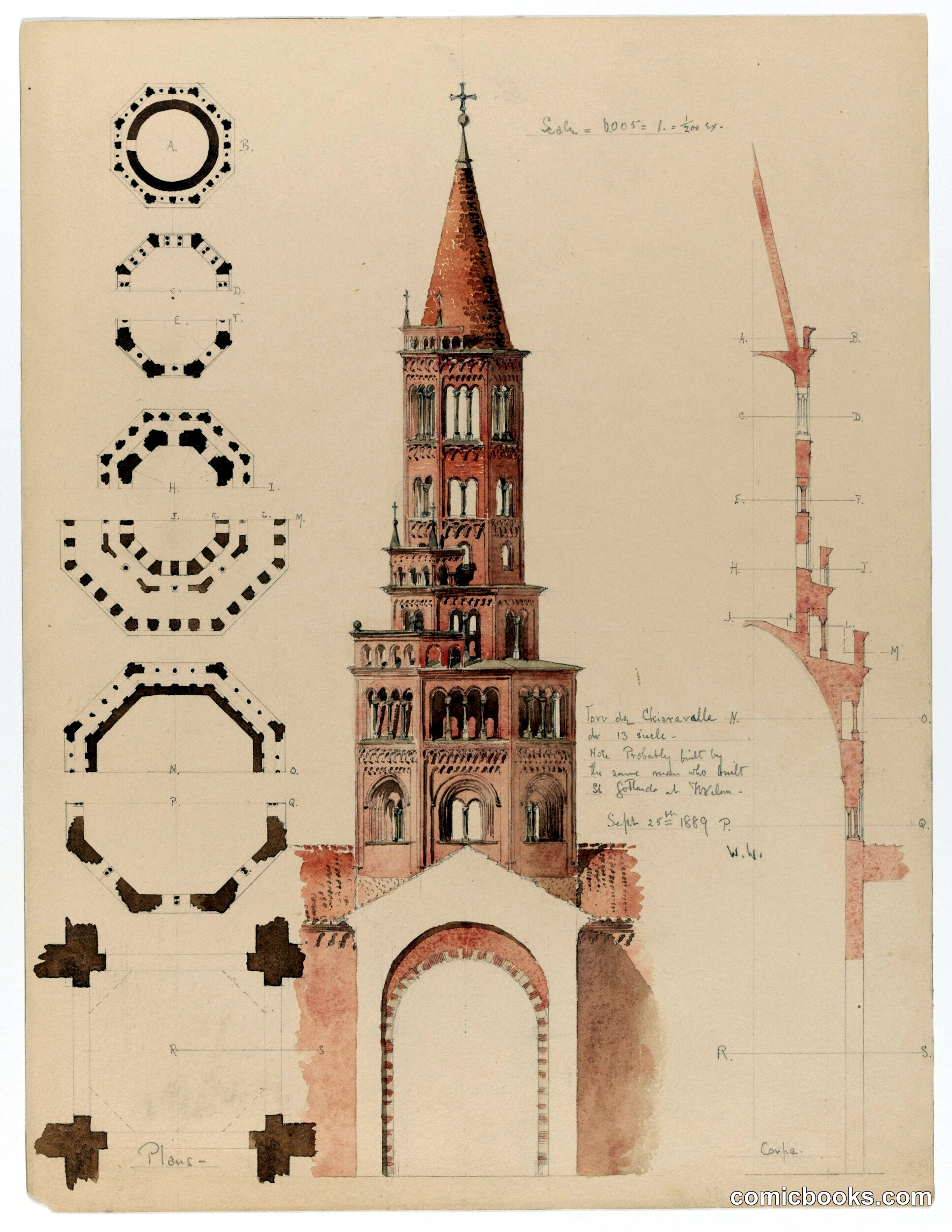 Architectural Study of Chiaravalle Tower, Milan