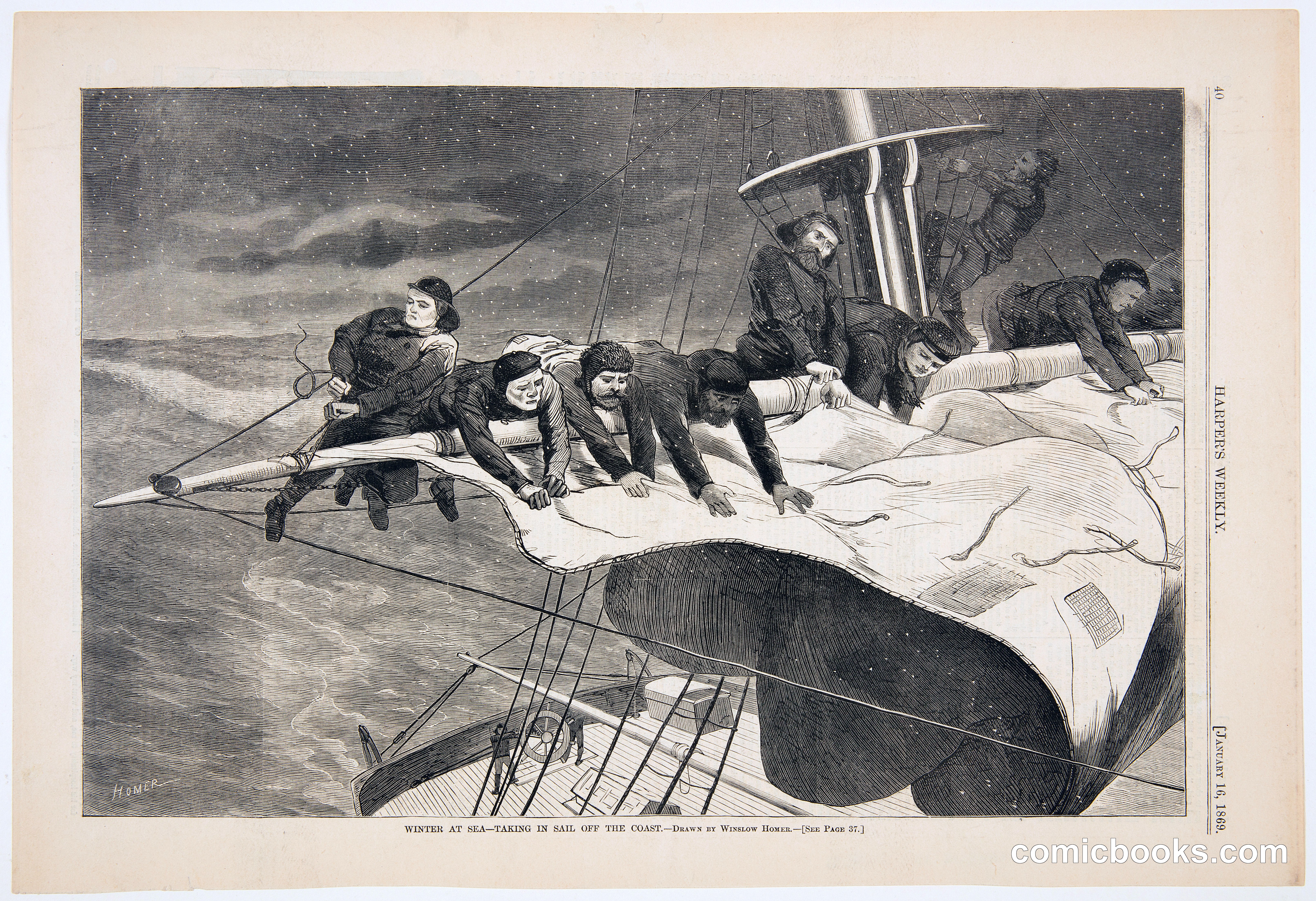 Winter at Sea – Taking in Sail off the Coast