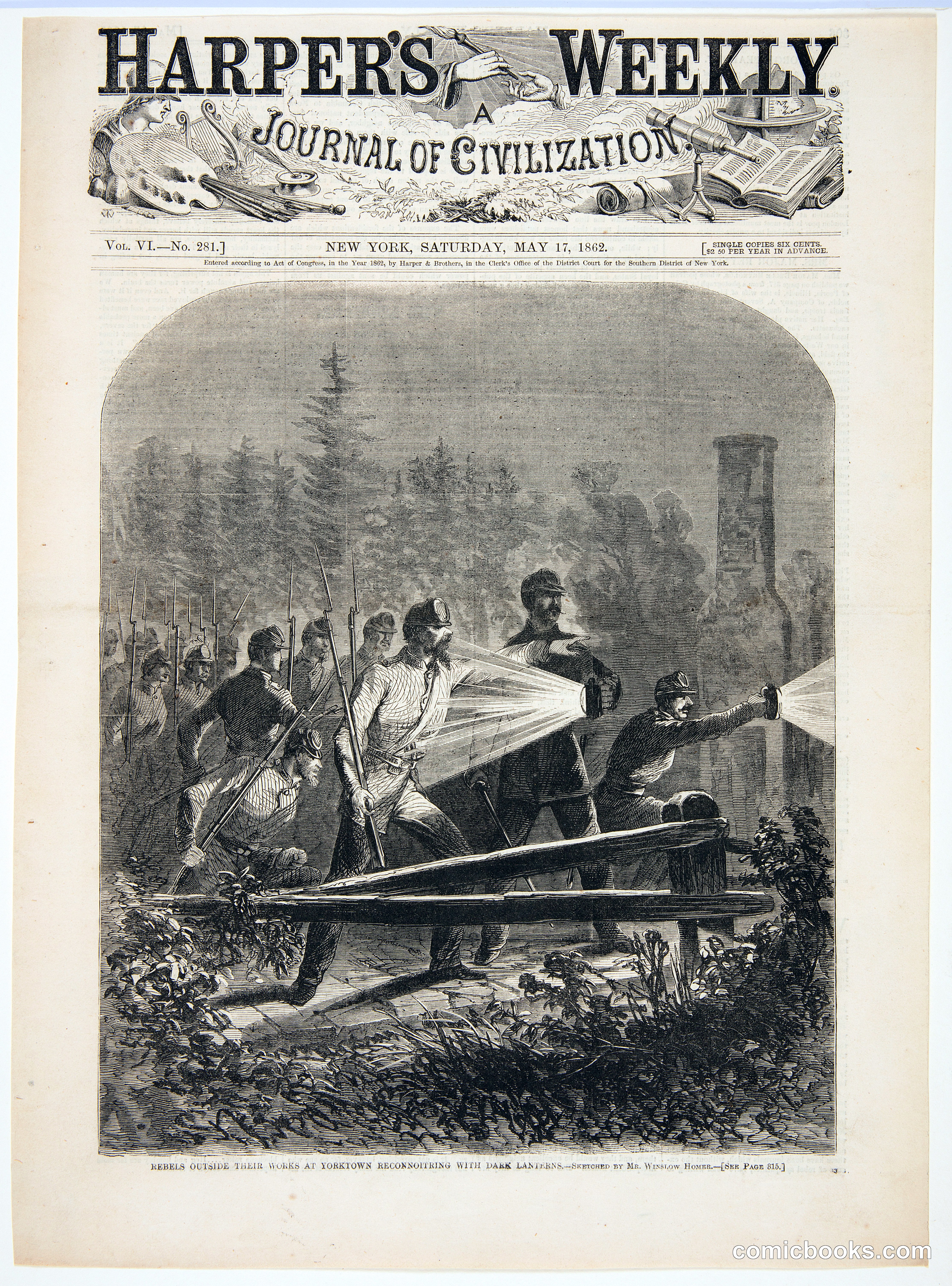 Rebels Outside Their Works at Yorktown Reconnoitring with Dark Lanterns