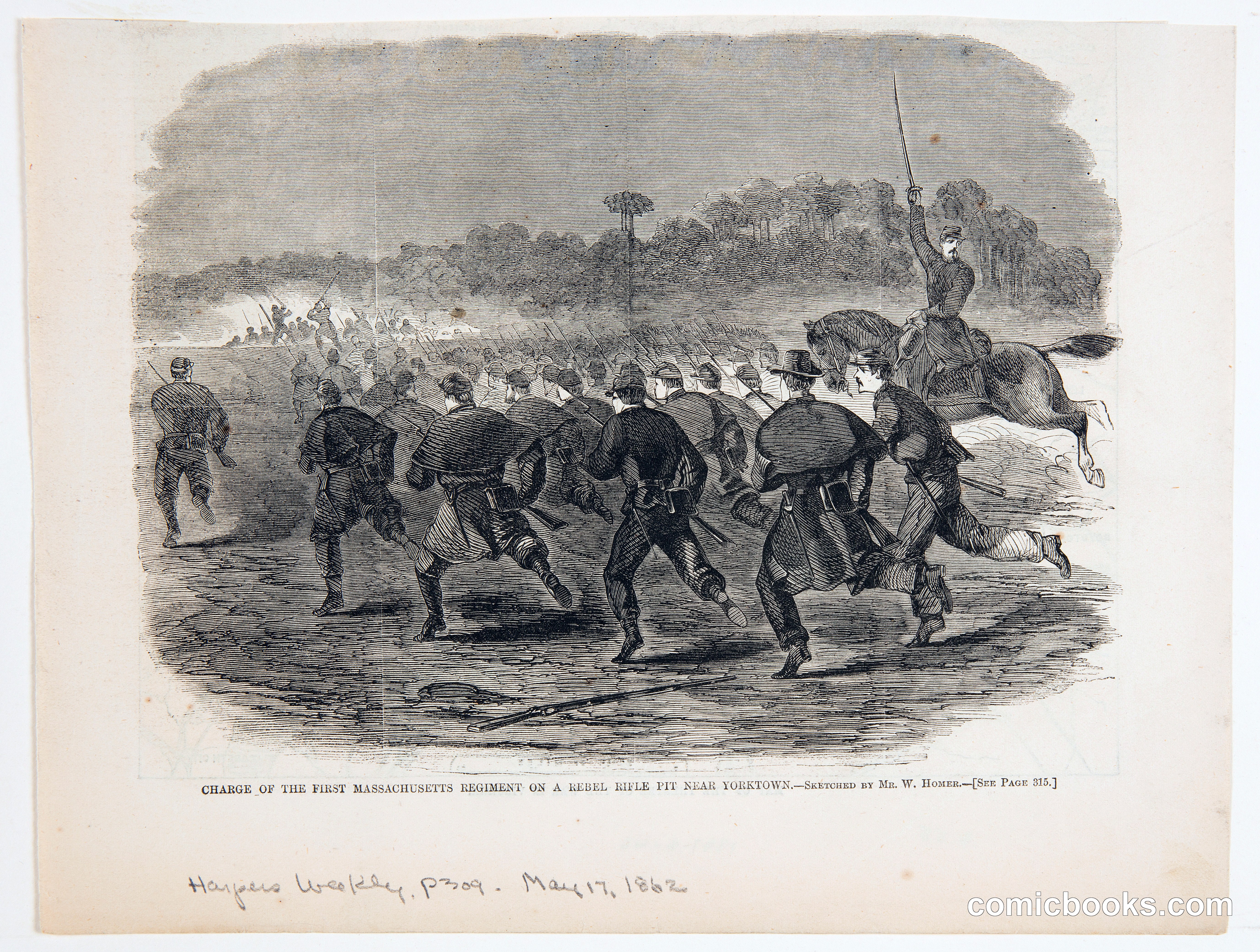 Charge of the First Massachusetts Regiment on a Rebel Rifle Pit Near Yorktown