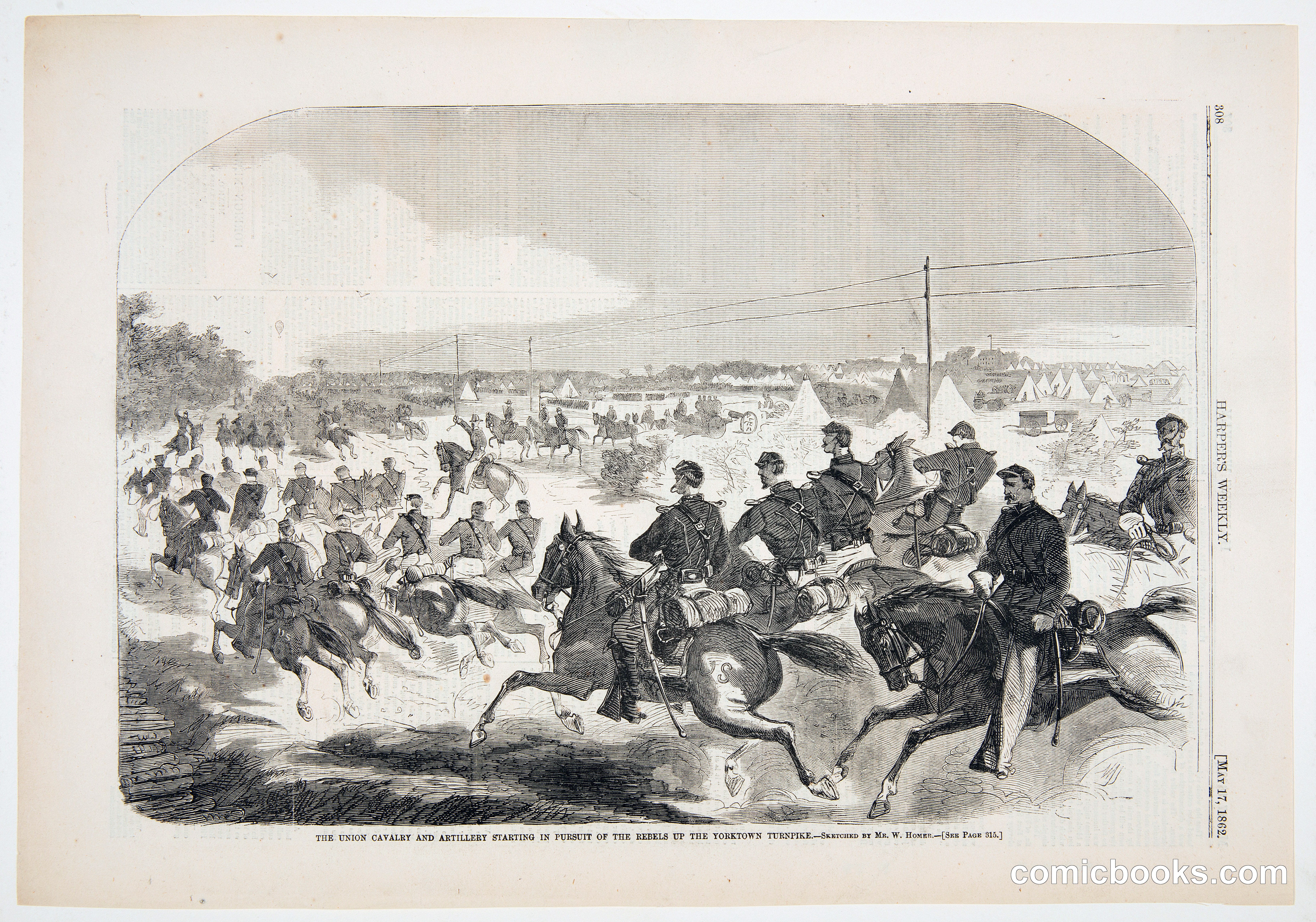 The Union Cavalry and Artillery Starting in Pursuit of the Rebels up the Yorktown Turnpike