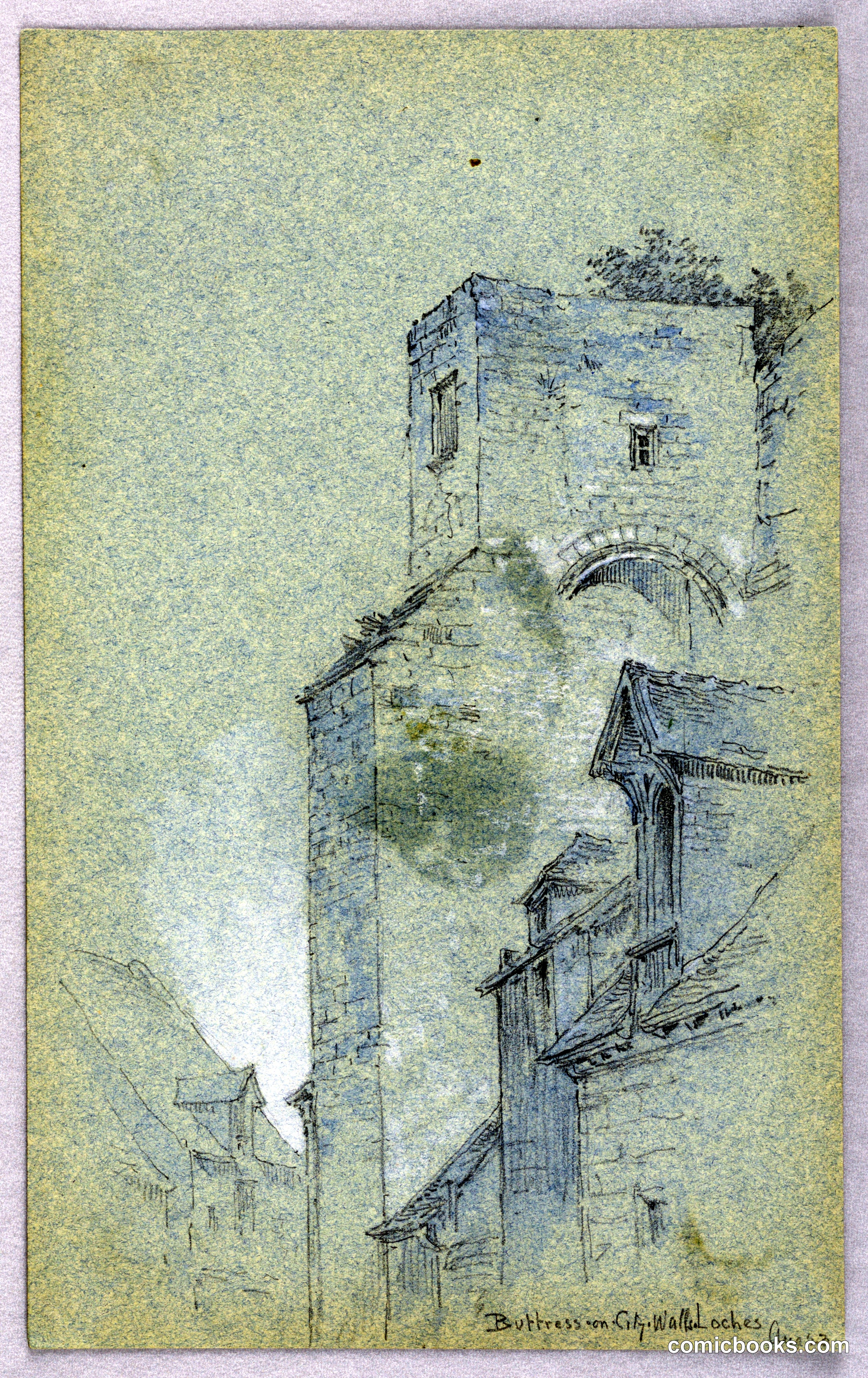 Architectural Study: Buttresses on City Walls, Loches