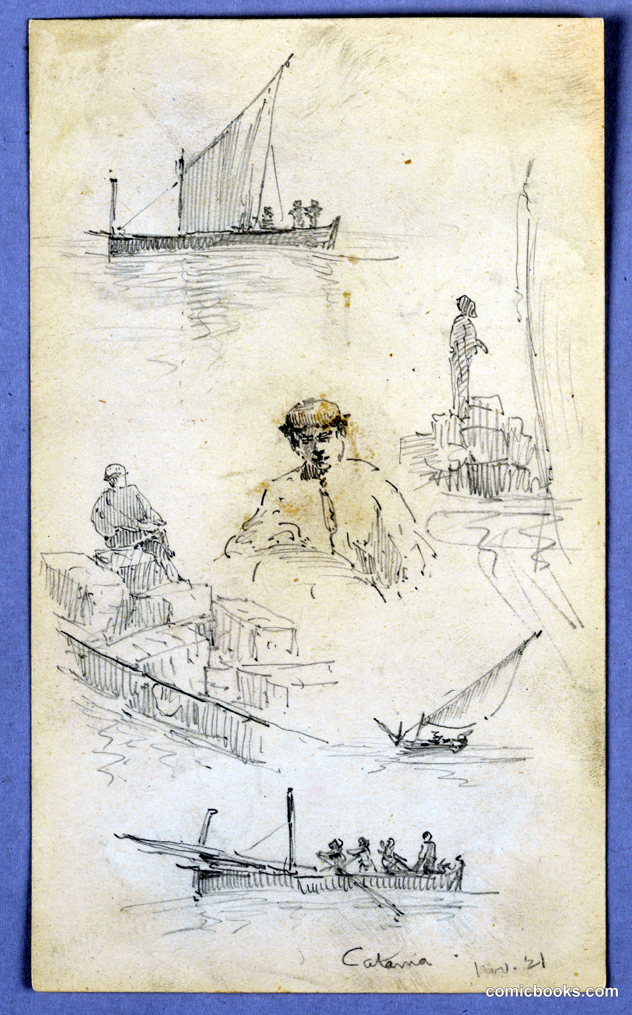 Sketches in the Harbor of Catania