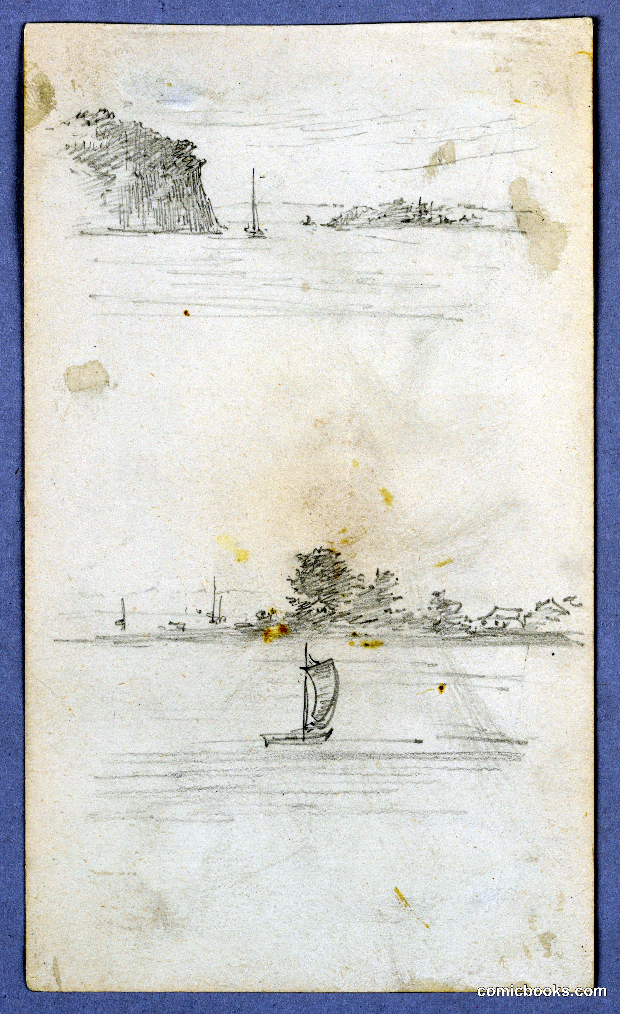 Two Sketches of Sailboats Sailing