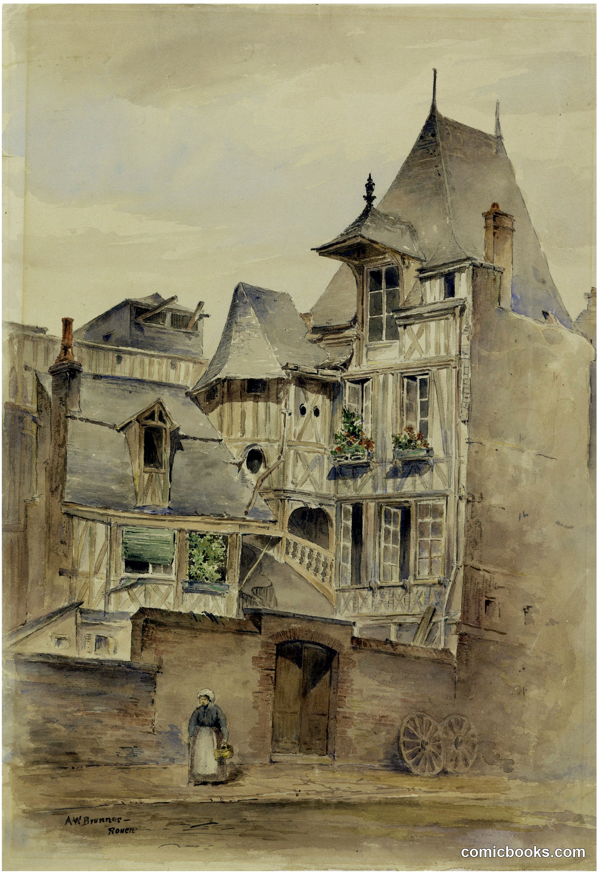 Street Scene with Medieval Houses