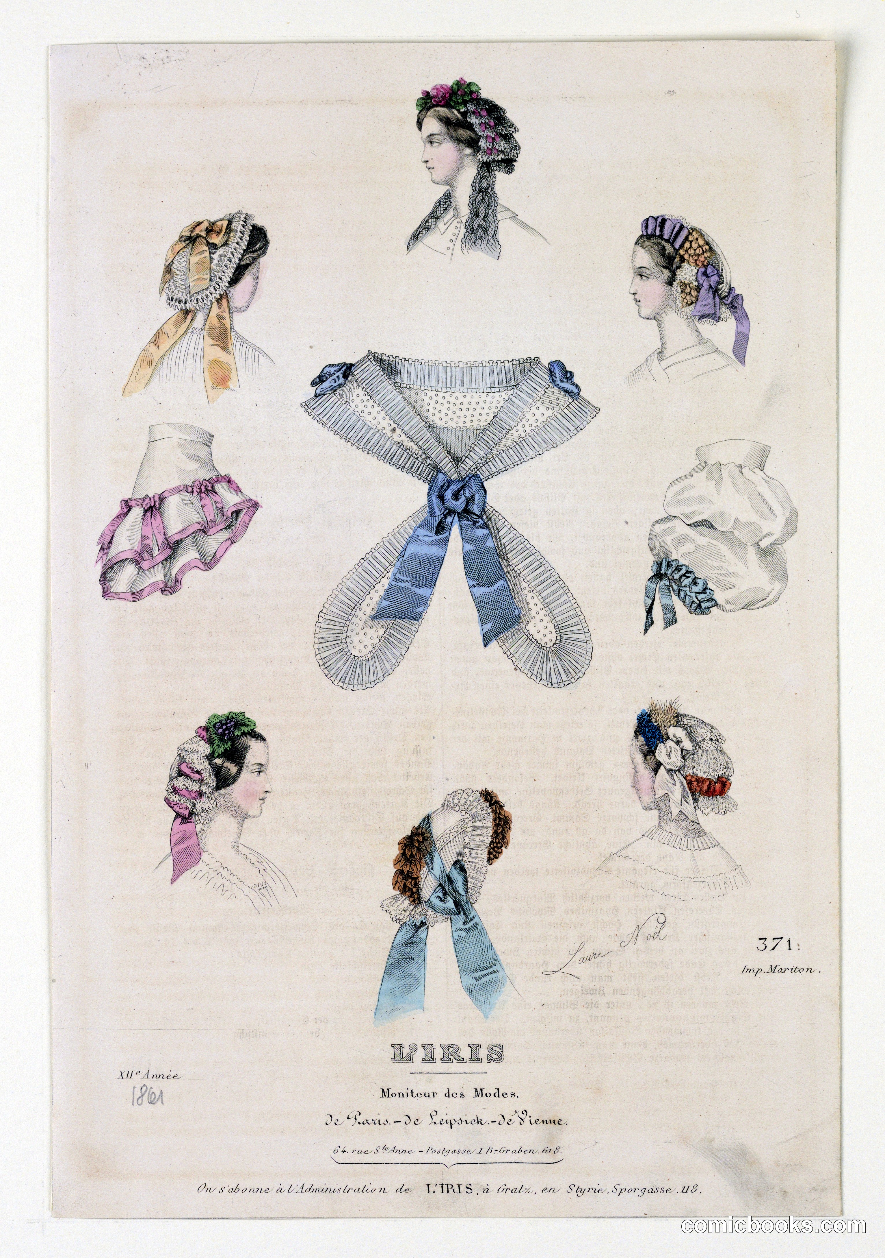 Fashion Plate no. 371 from L'Iris, Moniteur des Modes