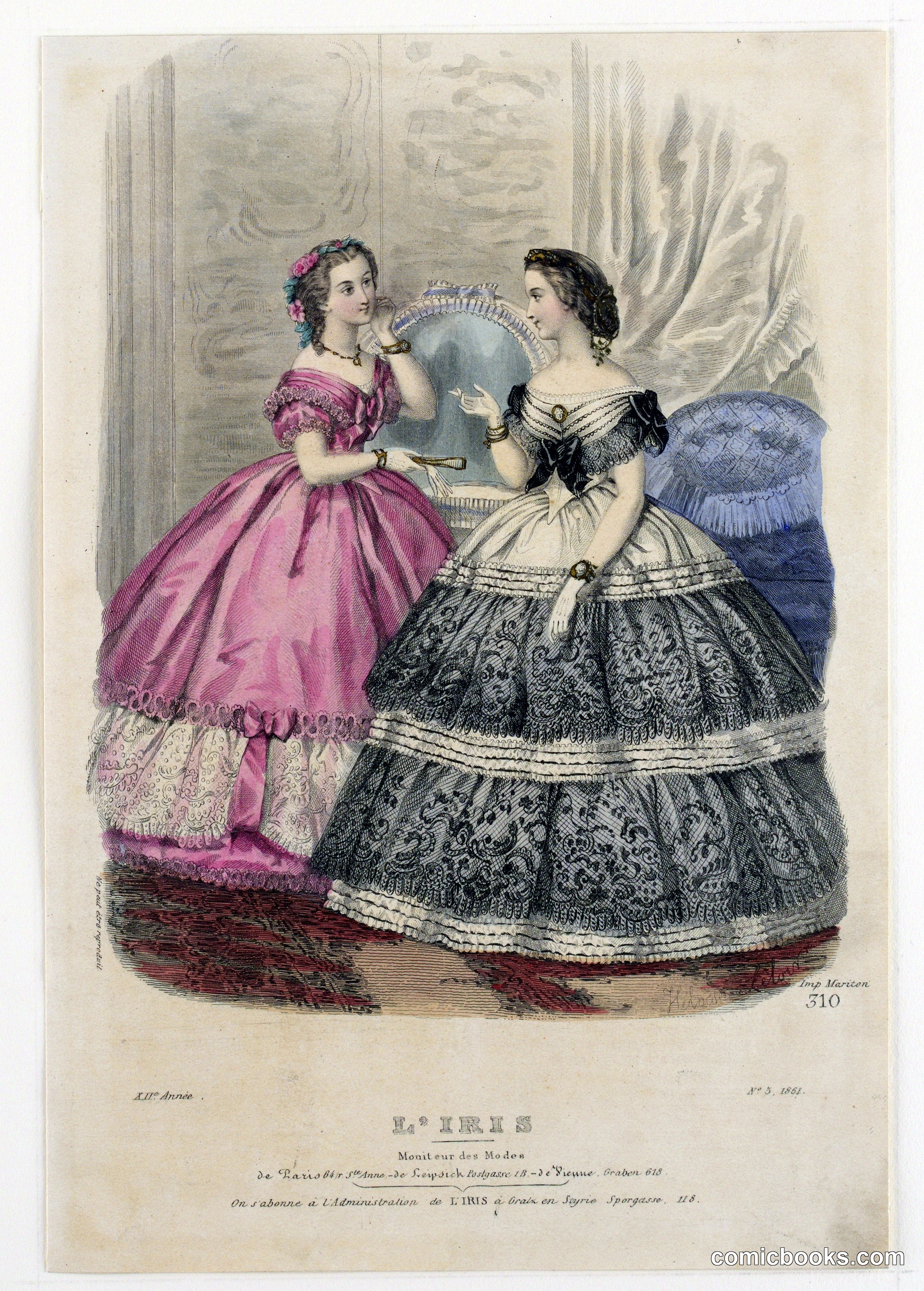 Fashion Plate no. 310 from L'Iris, Moniteur des Modes