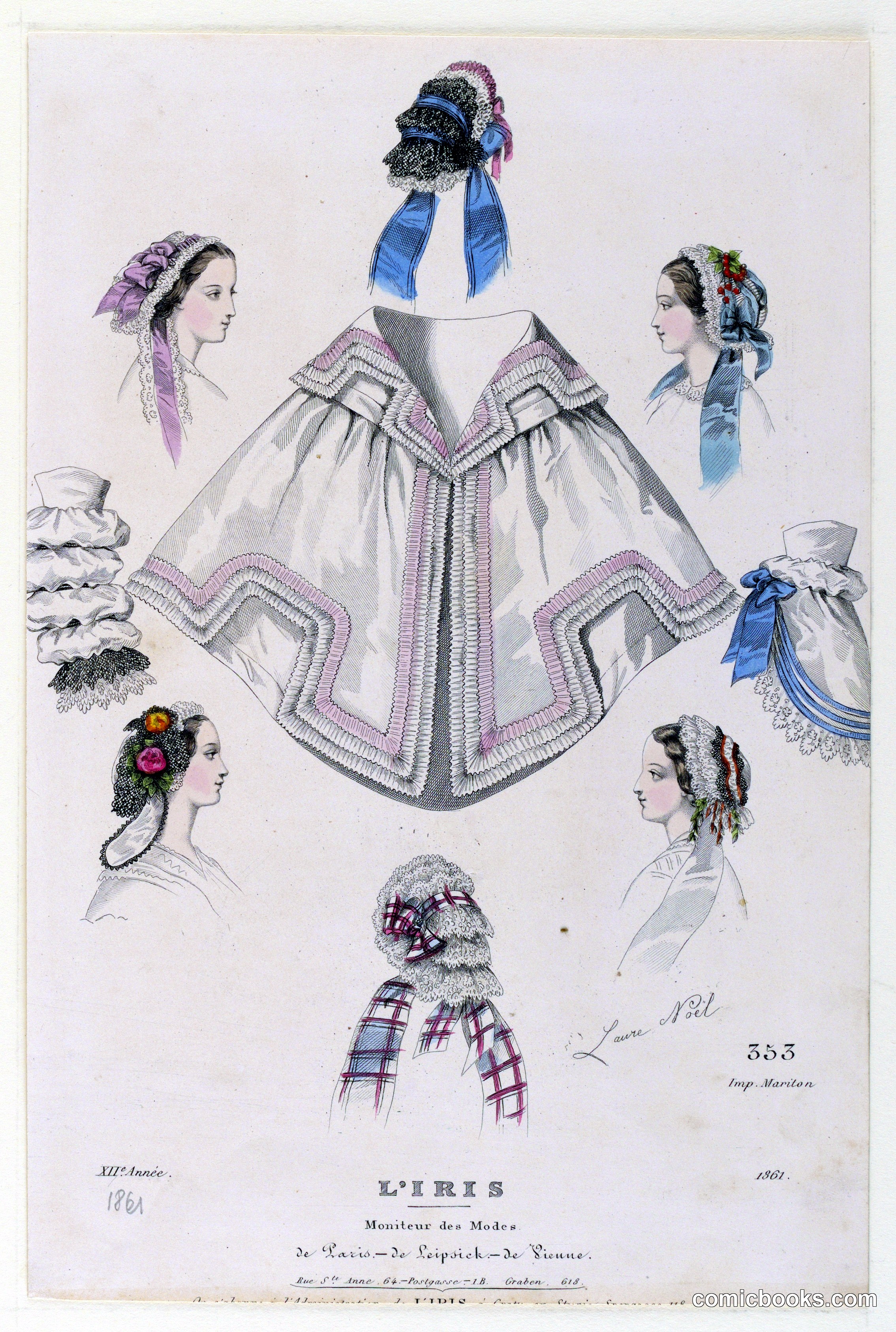 Fashion Plate No. 353 from L'Iris, Moniteur des Modes