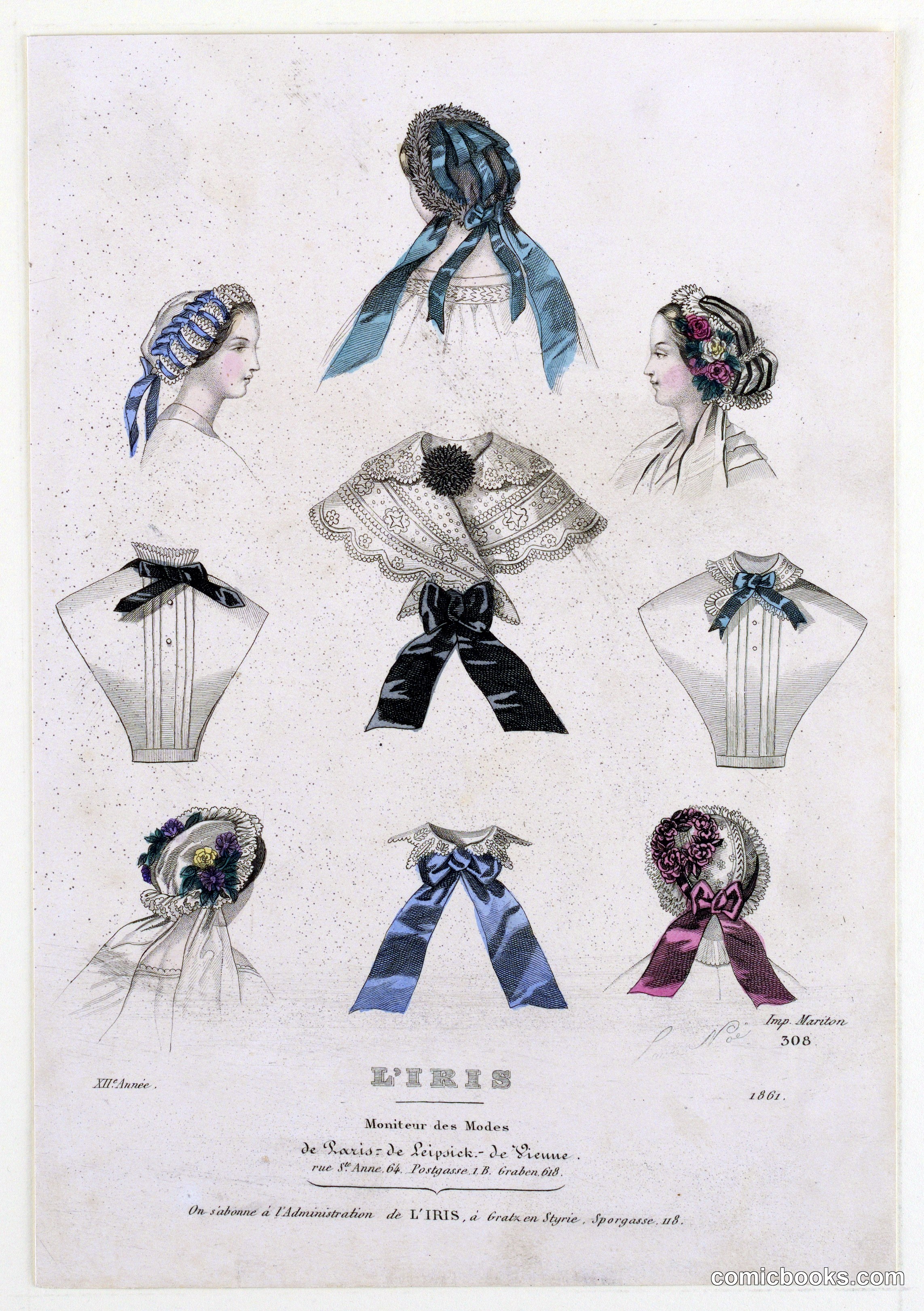 Fashion Plate no. 308 from L'Iris, Moniteur des Modes