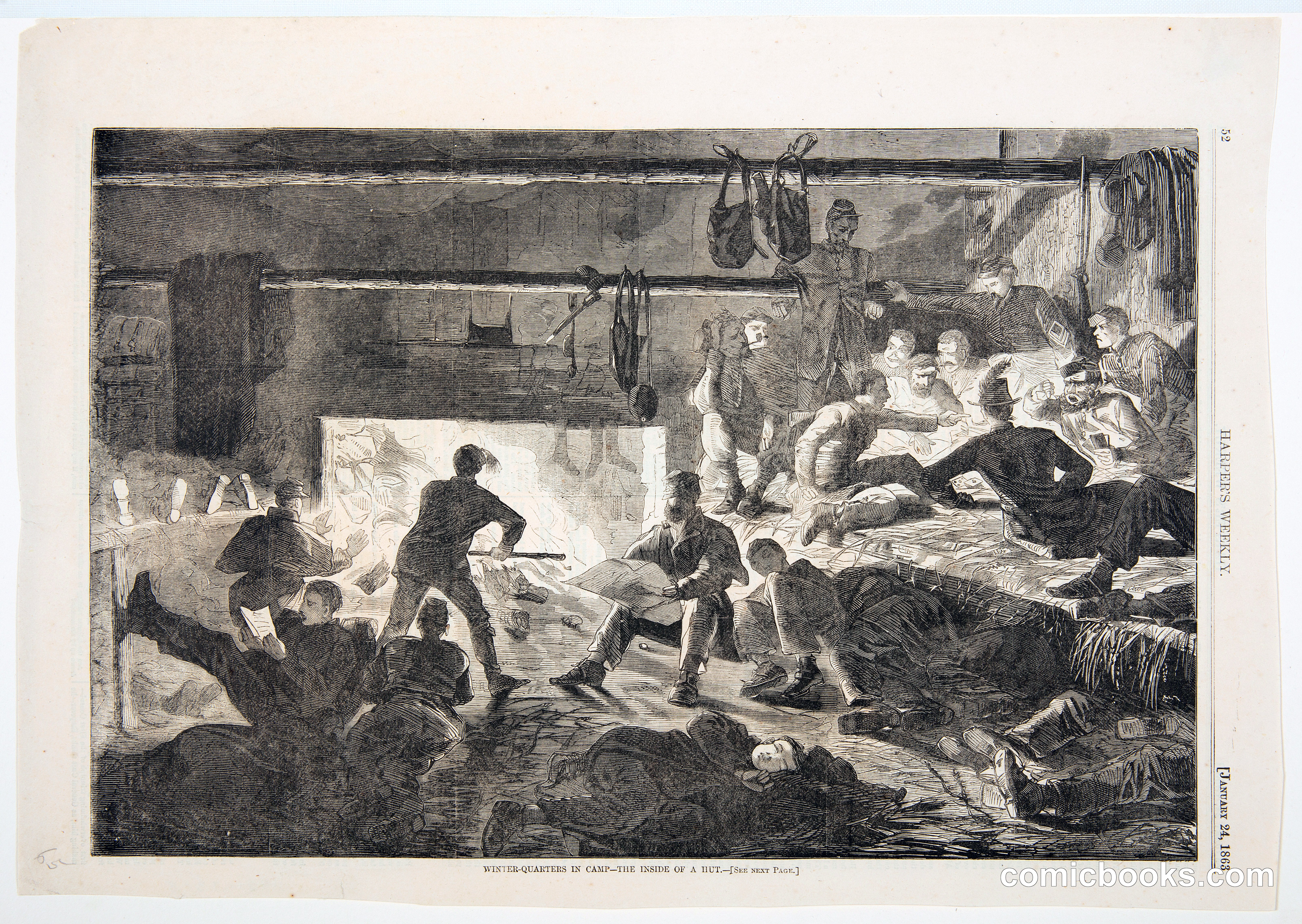 Winter-Quarters in Camp – The Inside of a Hut
