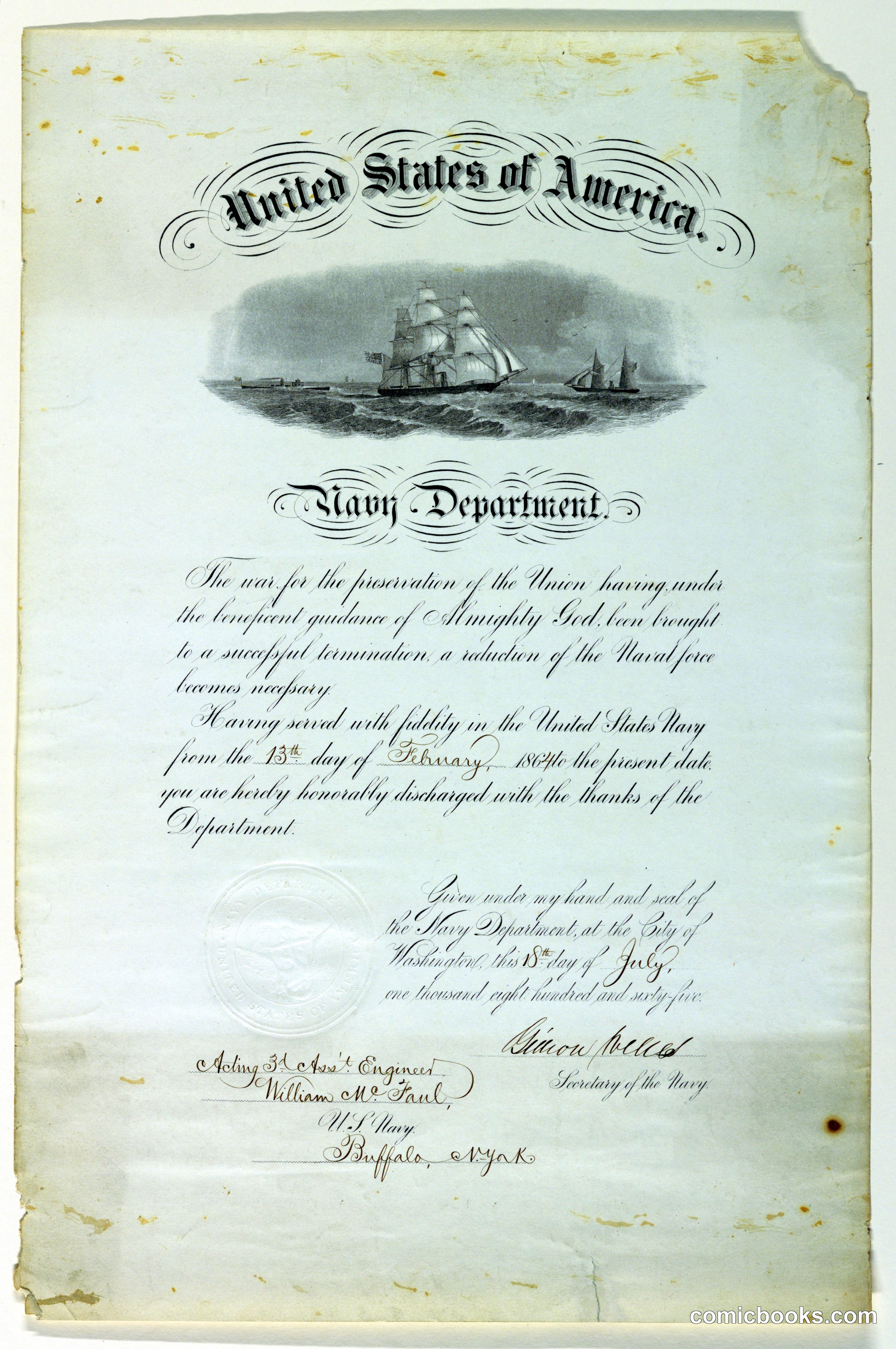 Navy Department Discharge Certificate