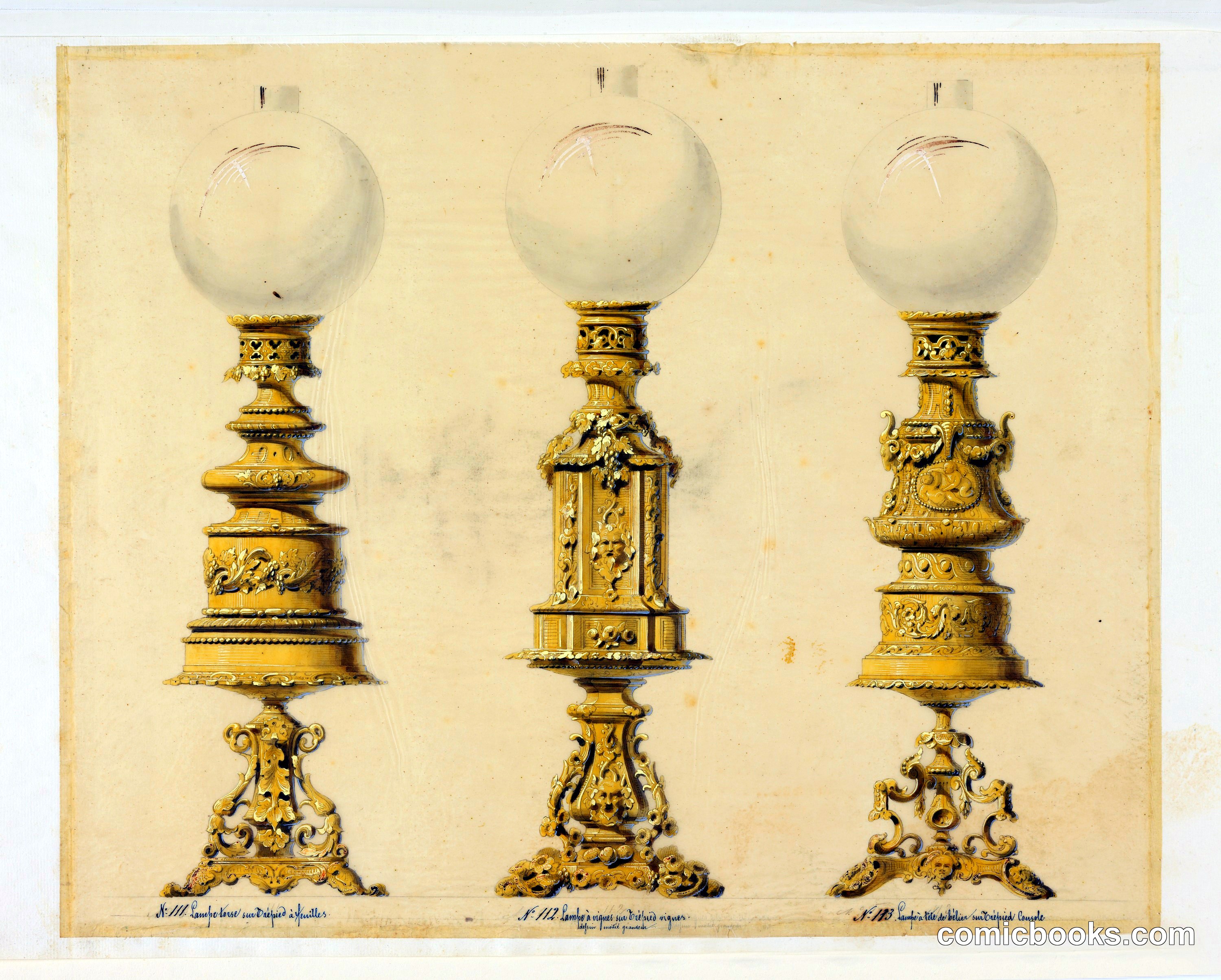 Design for Three Ornamental Lamps