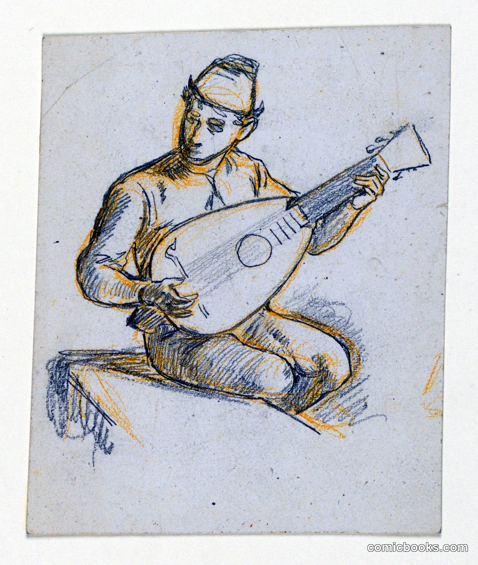 Seated Boy Playing a Lute