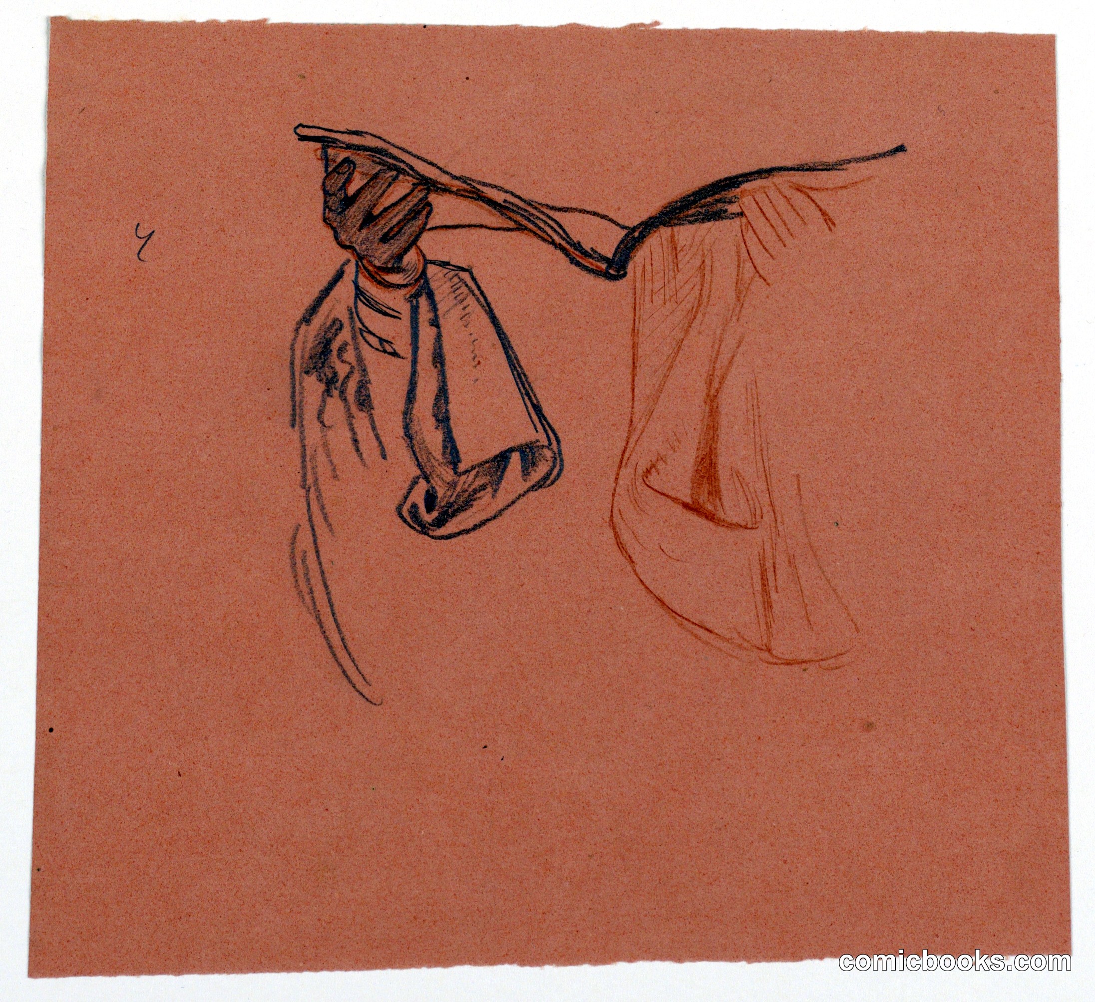 Study for Hands Holding an Open Book with Drapery