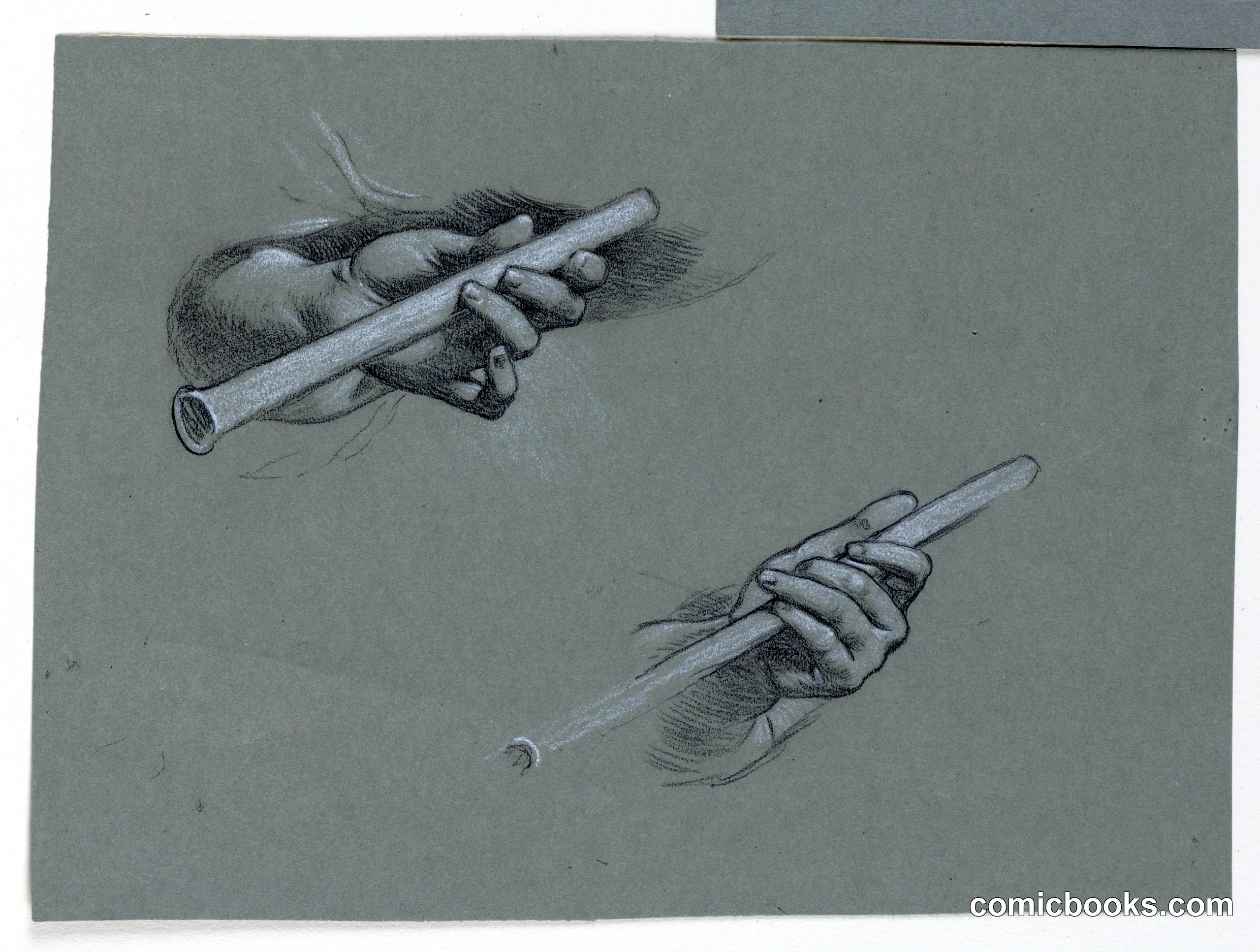 Studies of Two Hands Holding Flutes