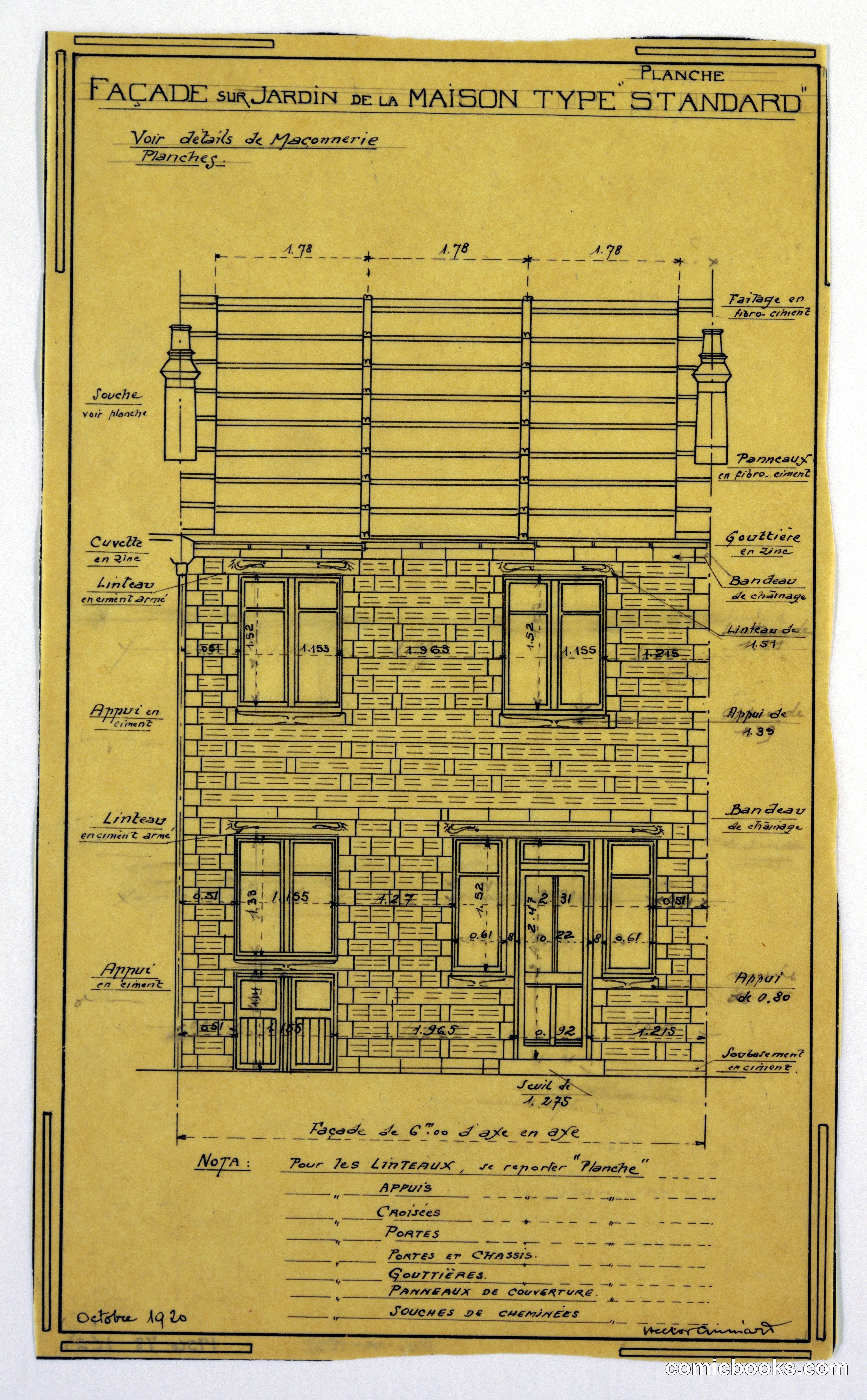 Design for a Standard House Facade, Garden Elevation