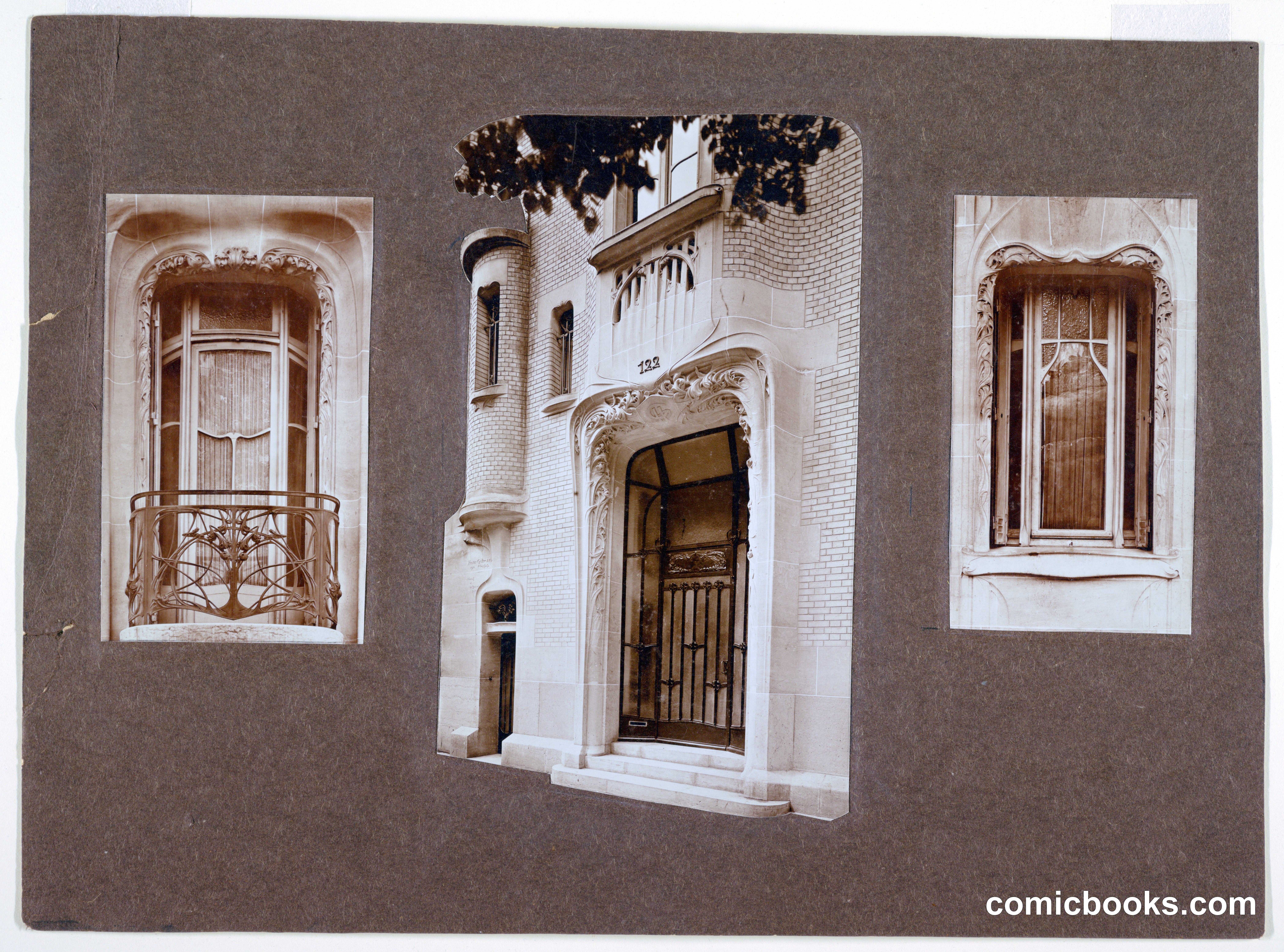 Detail of Windows and Door of House of Hector Guimard, 22 Rue Mozart