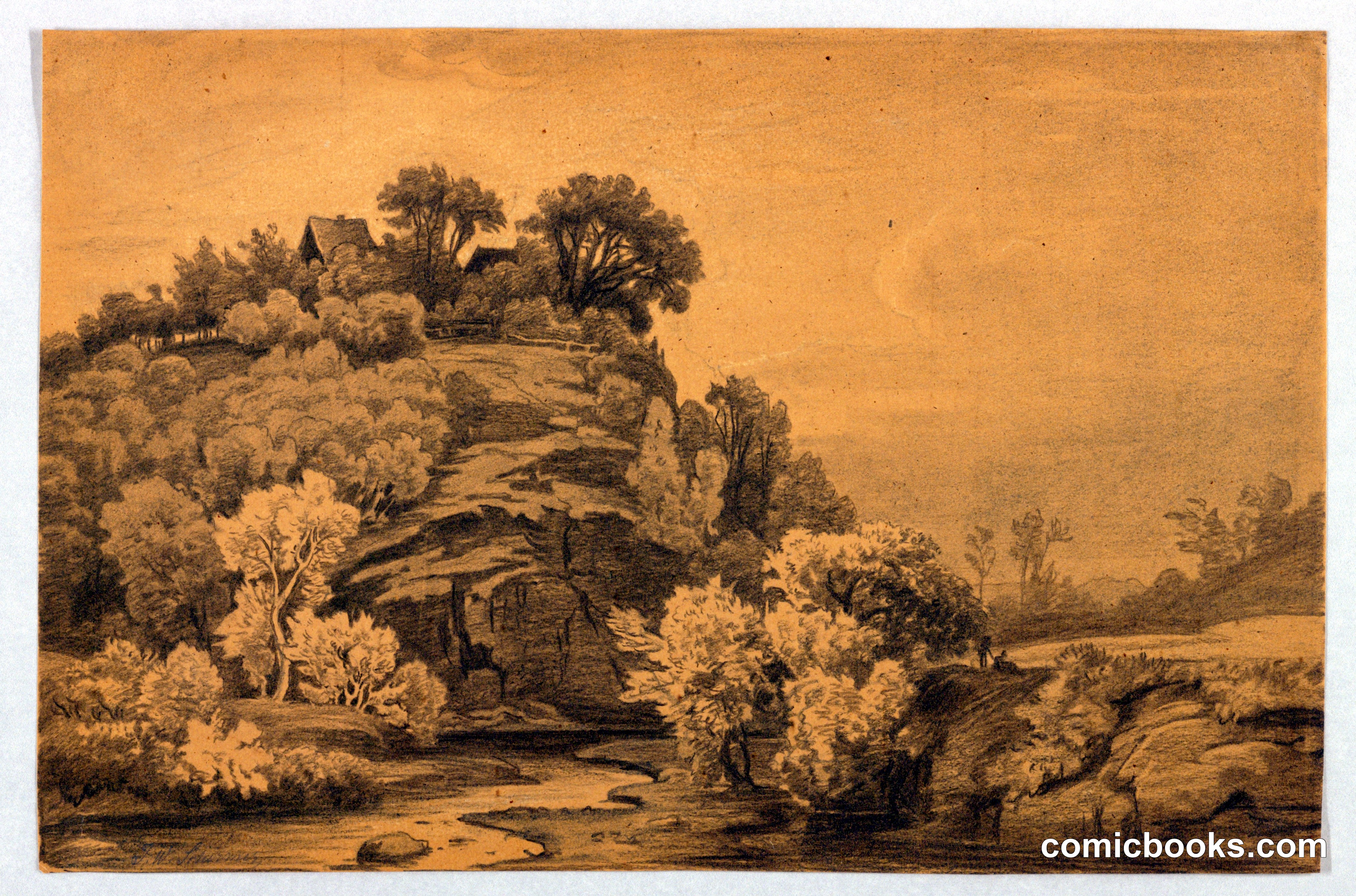 Landscape with Houses on a Wide Bluff