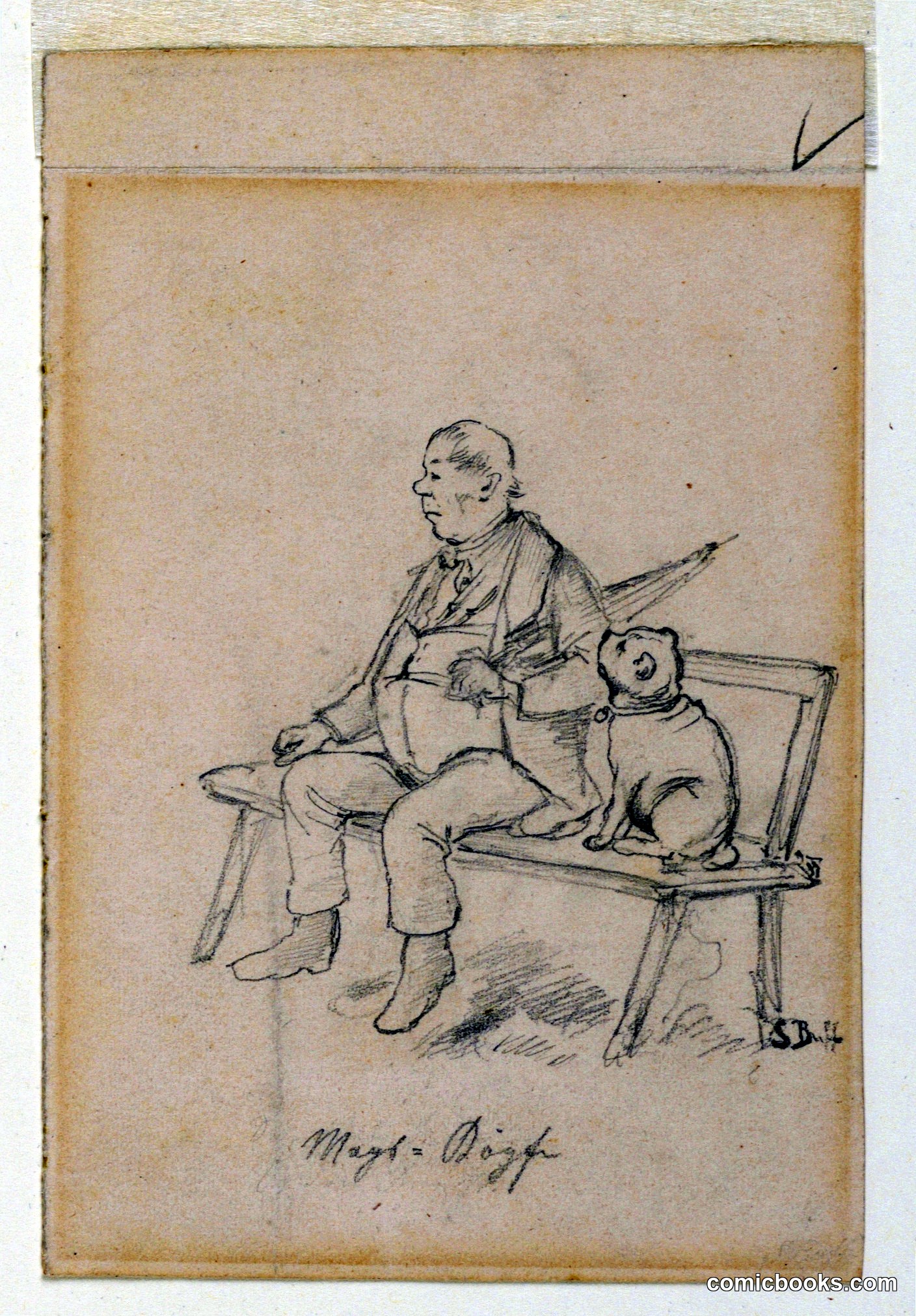 Man and Dog on Bench
