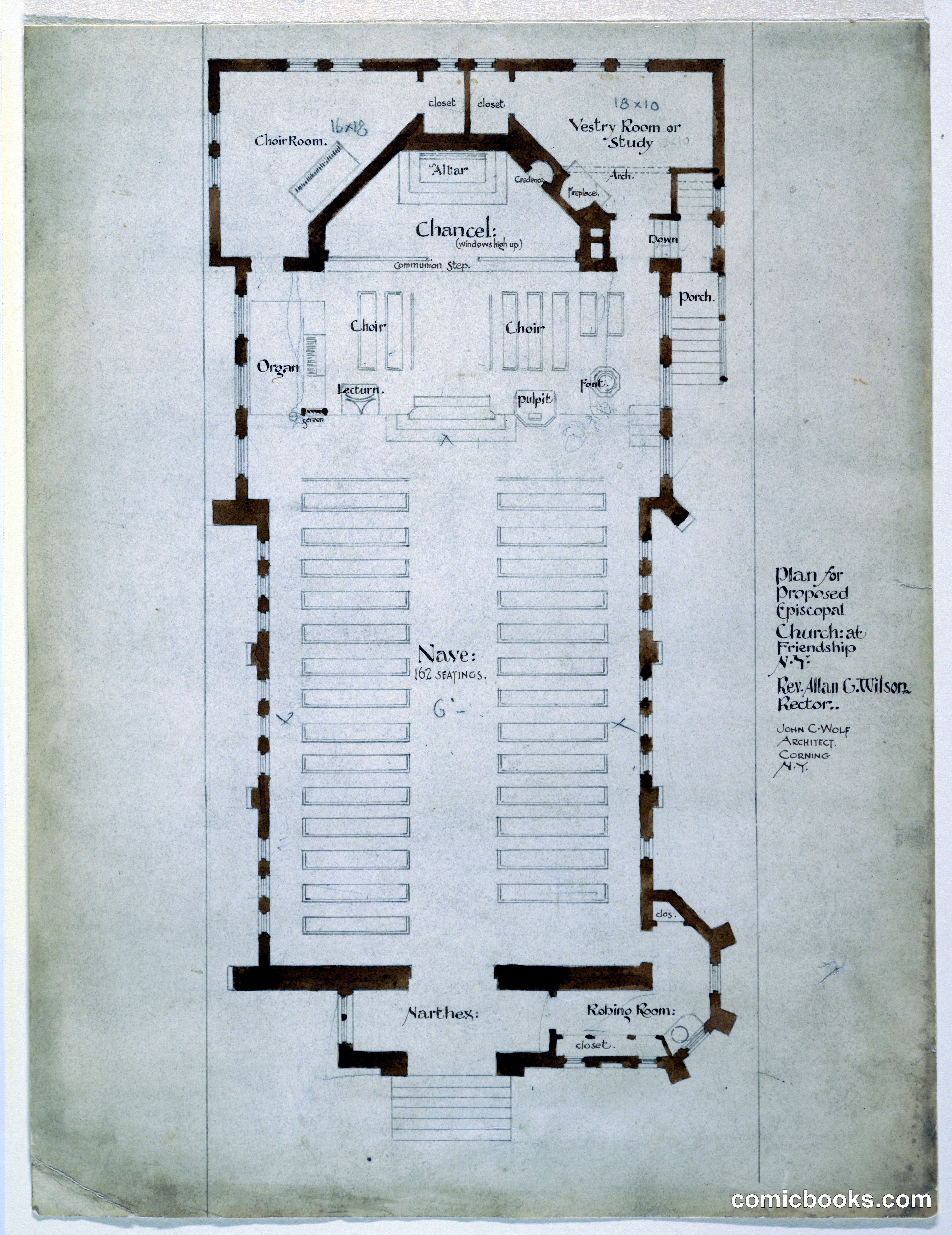 Architectural Plan for Episcopal Church of the Friendship, New York
