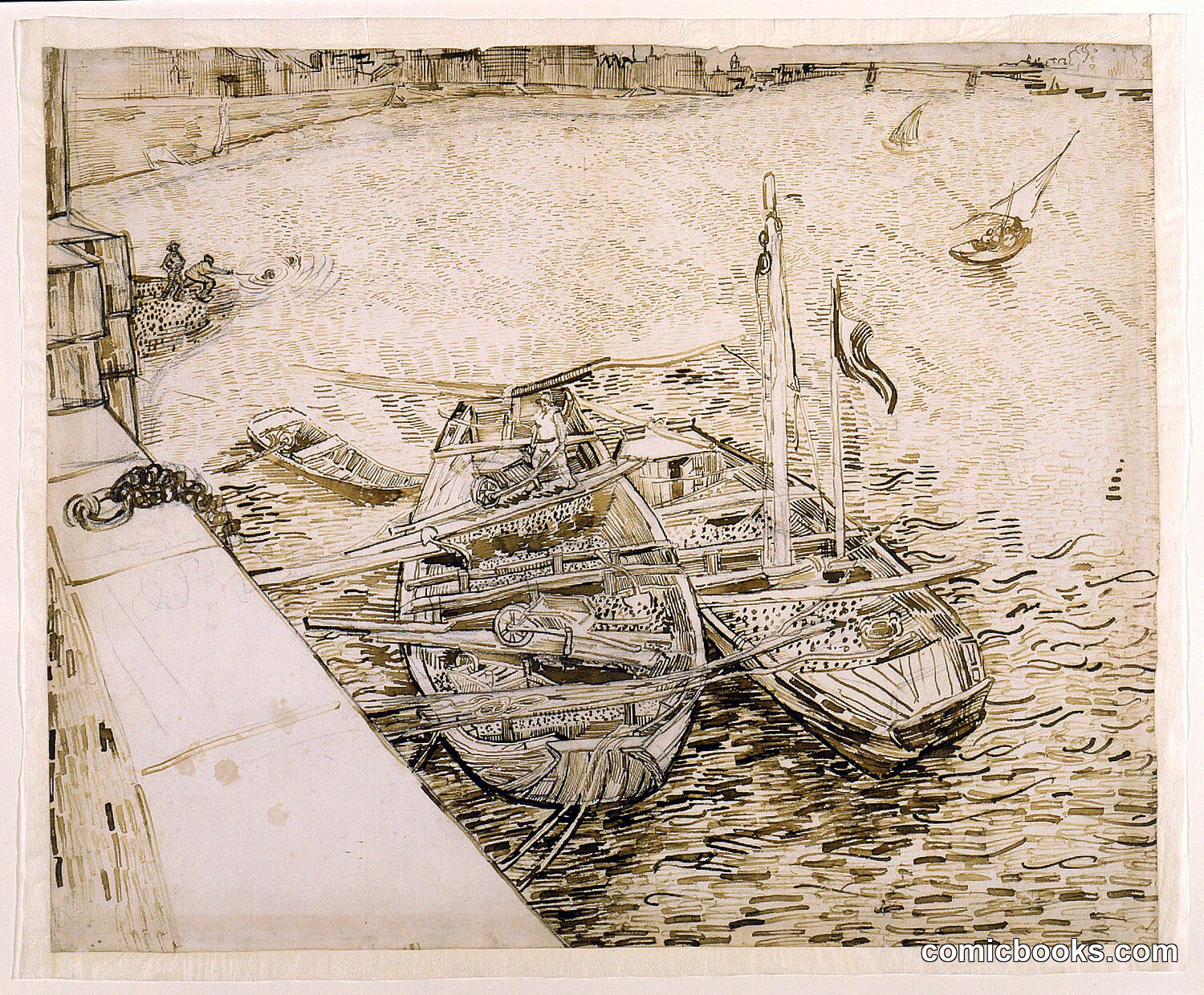 Bateaux de sable à quai (Sand Barges Moored at the Quay), Arles