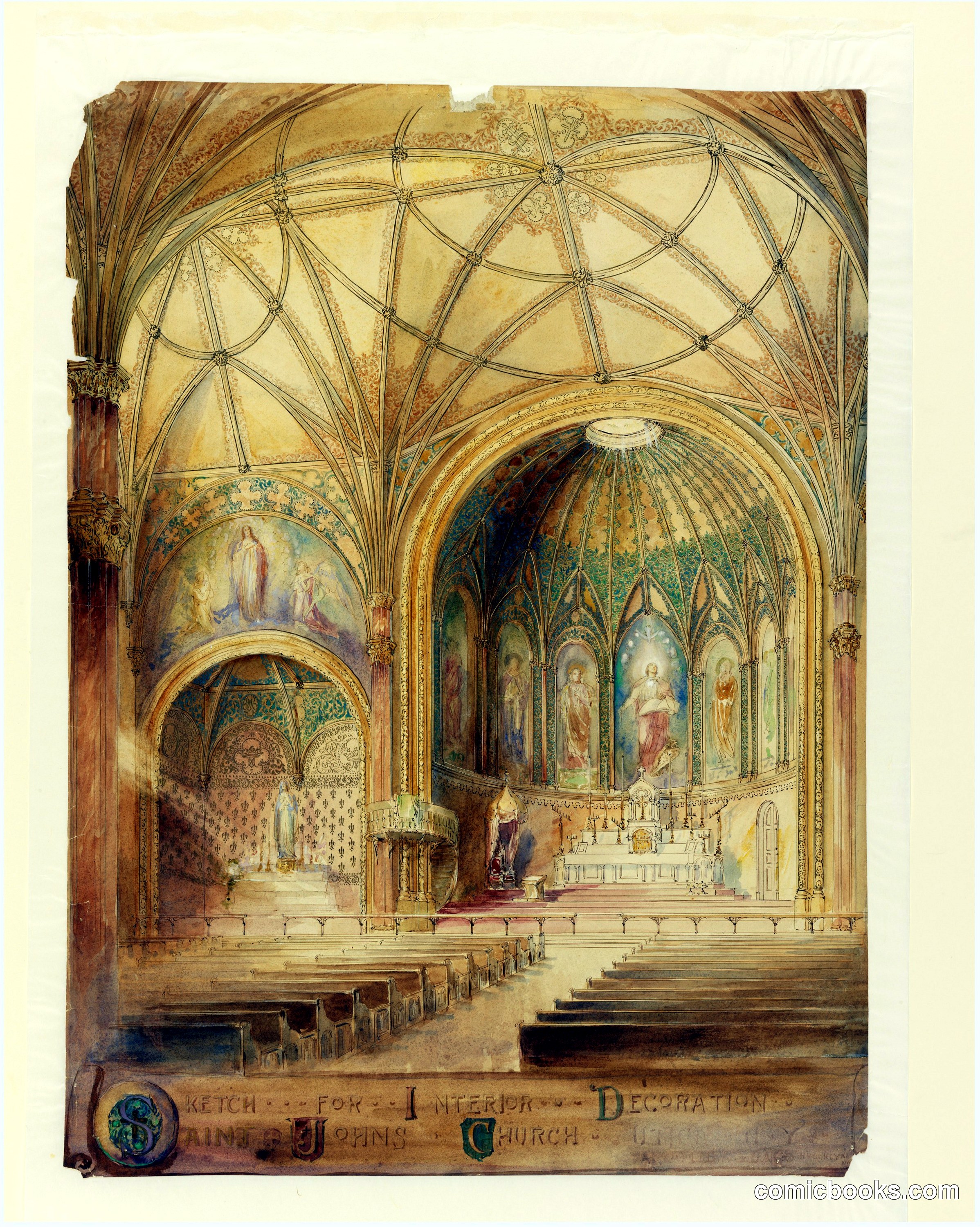 Rendering of Interior, St. John's Church, Utica, NY