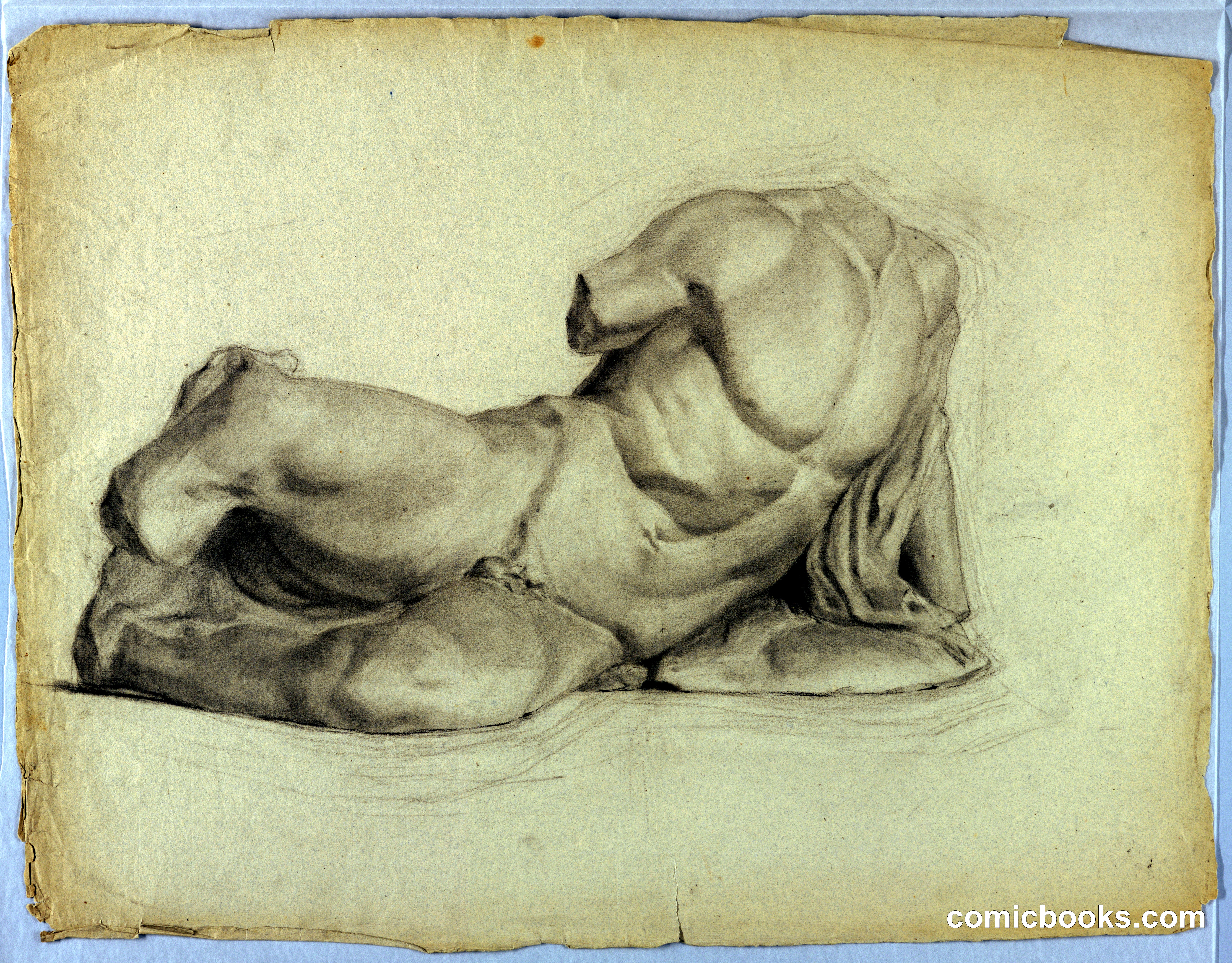 Study of Sculpture of Reclining Male Nude