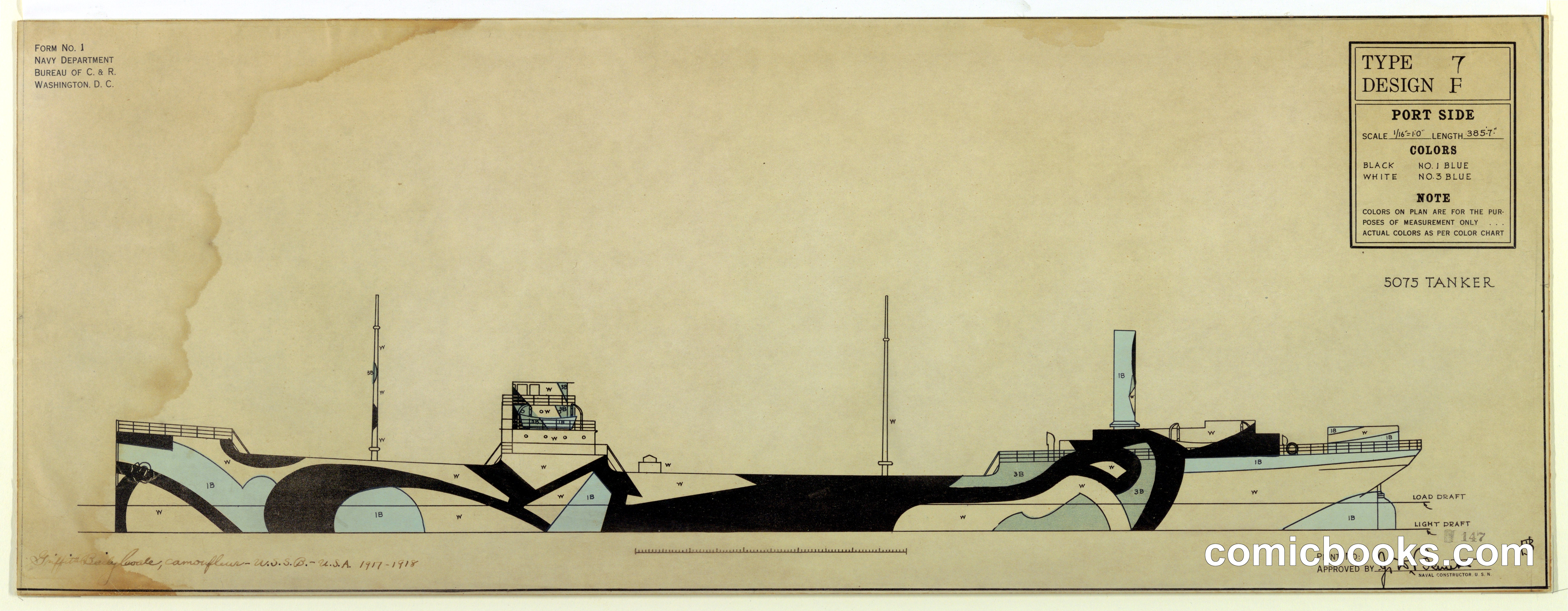Port Side of 5075 Tanker, Showing Camouflage