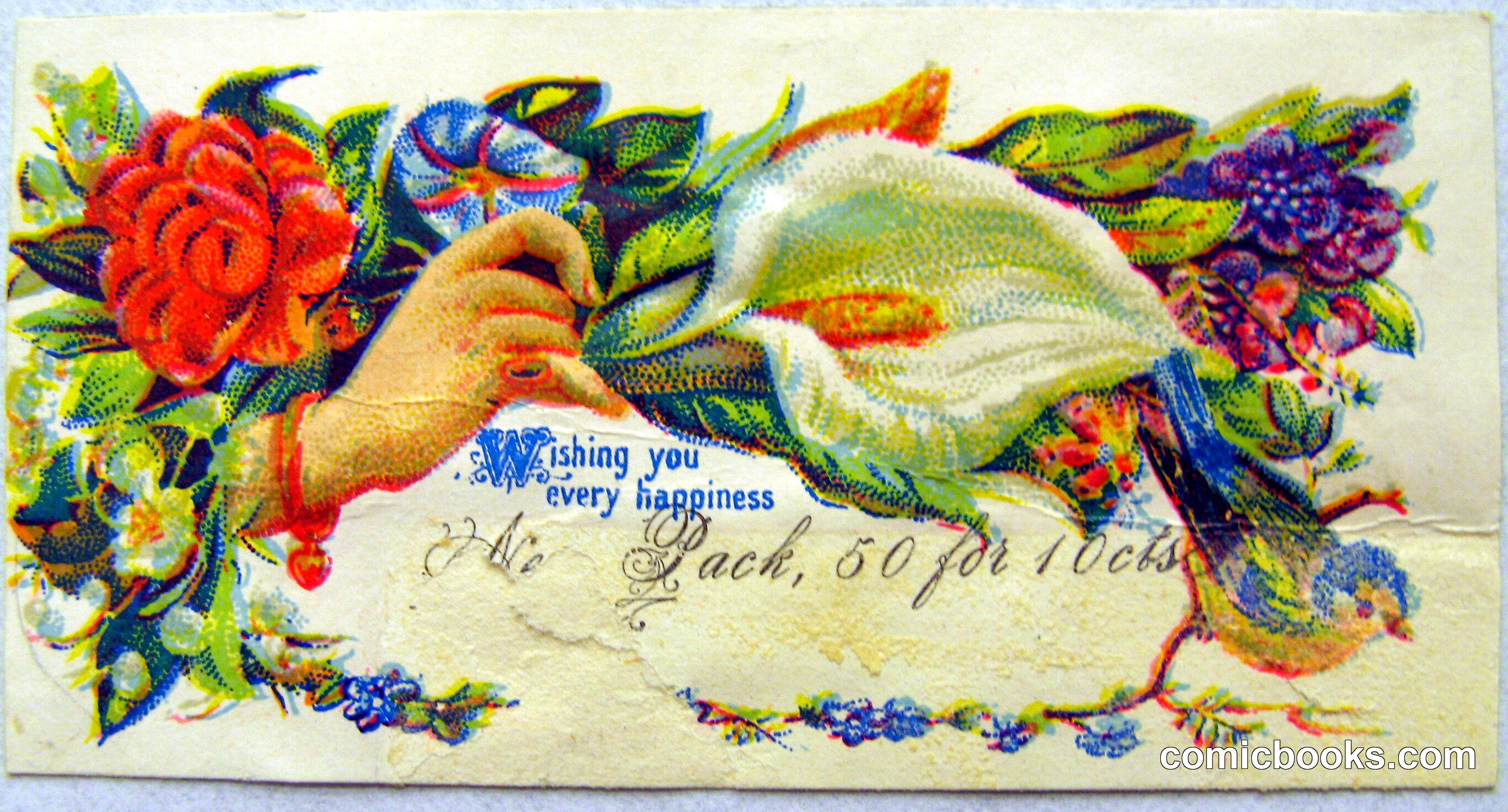 Greeting Card with Wishbone and Flowers
