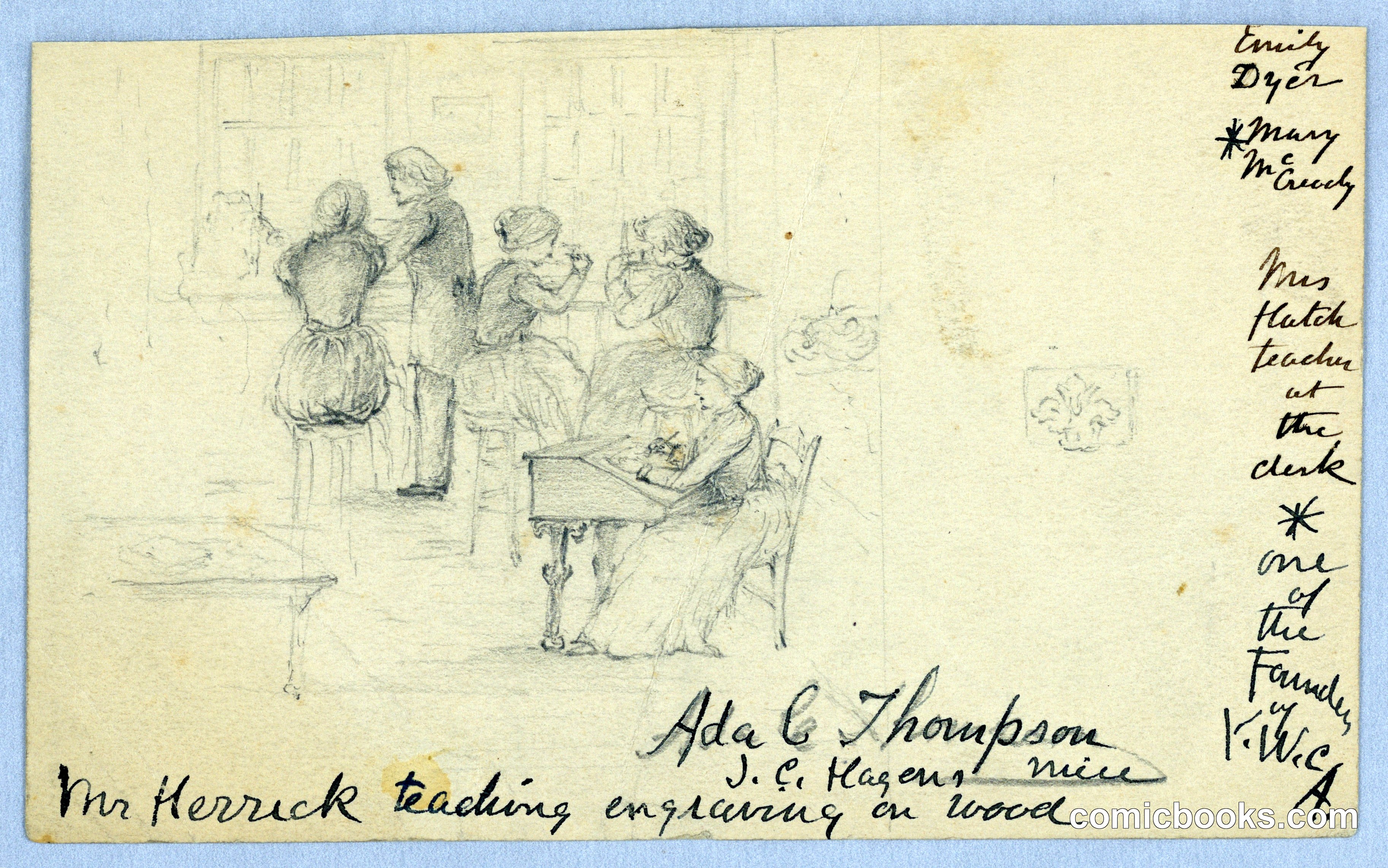Mr. Herrick Teaching Wood Engraving at the Women's Art School, Cooper Union
