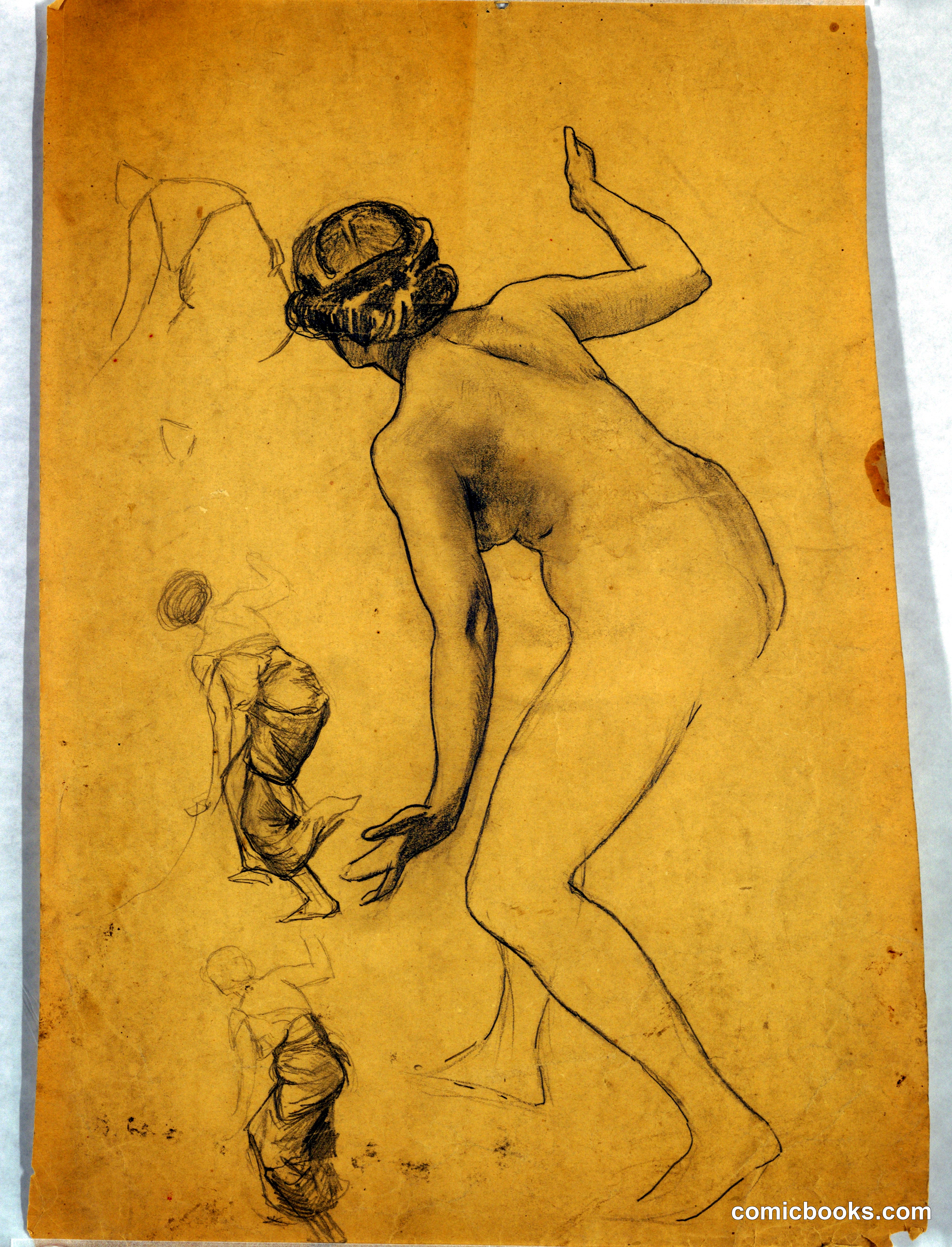 Study of Bending Nude Figure