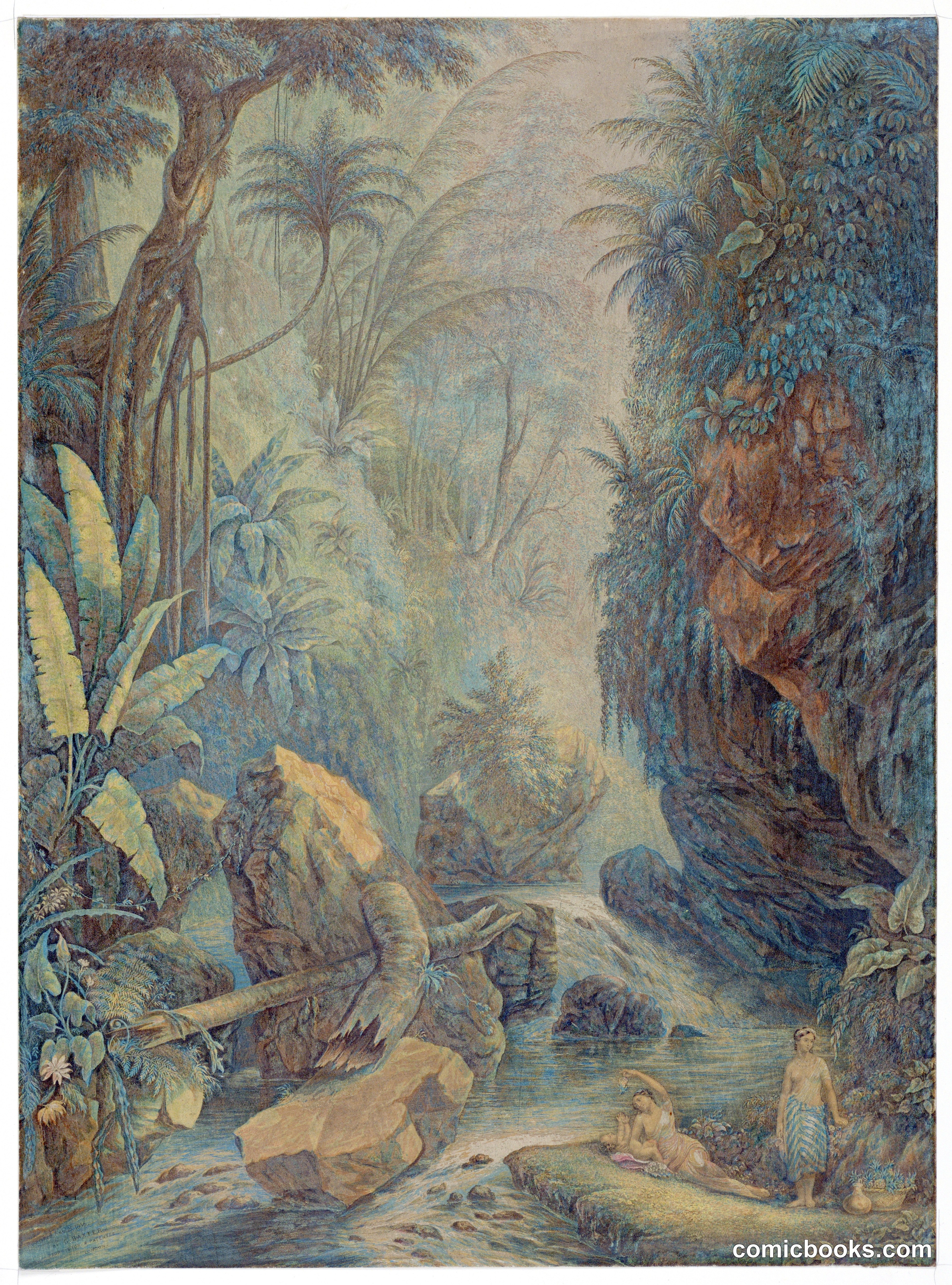 Tropical Landscape with Figures