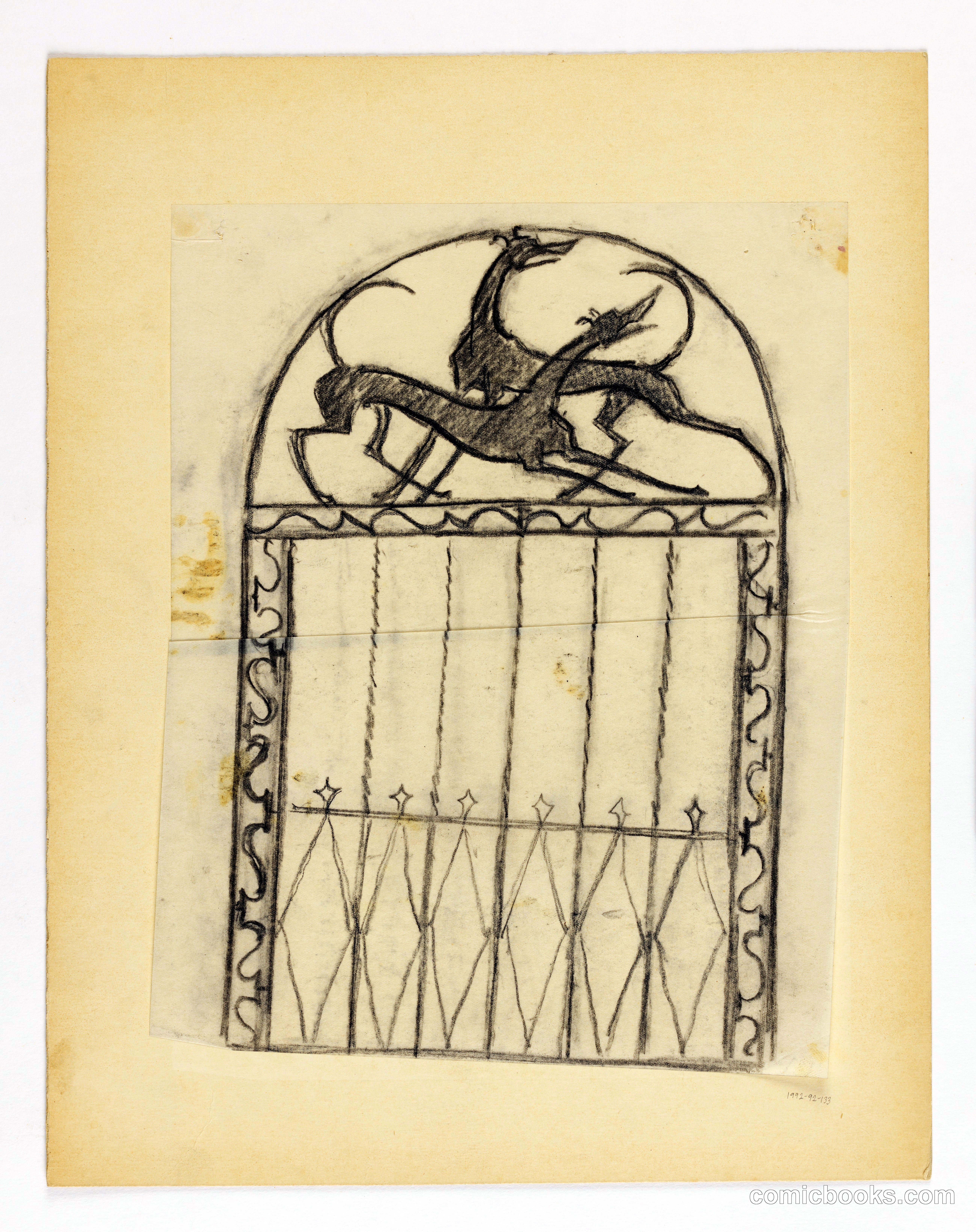 Design for a Gate, Two Hounds