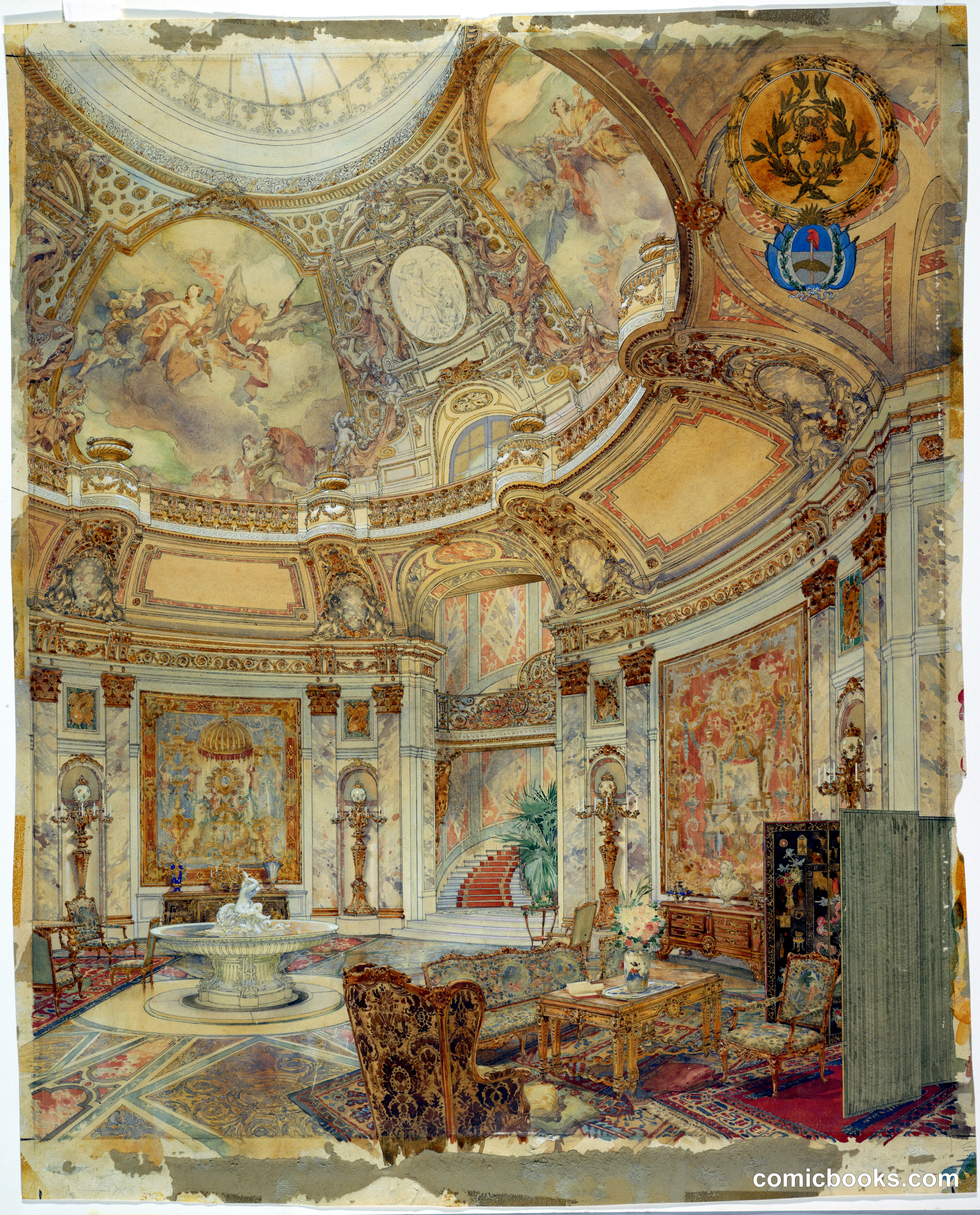 Rendering of the Grand Gallery of Honor, Palazzo Paz, Buenos Aires