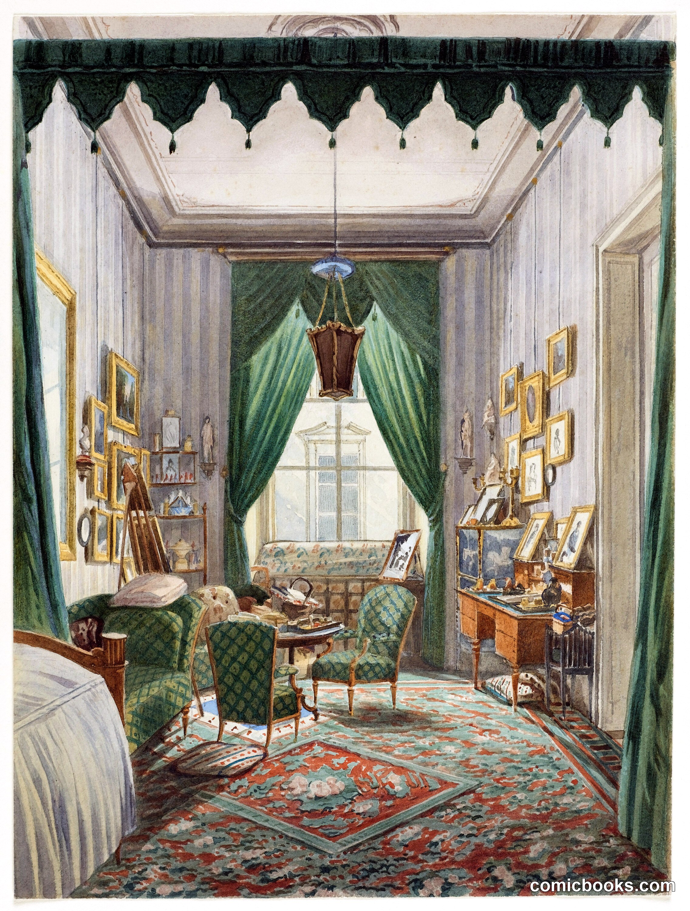 Interior with a Curtained Bed Alcove
