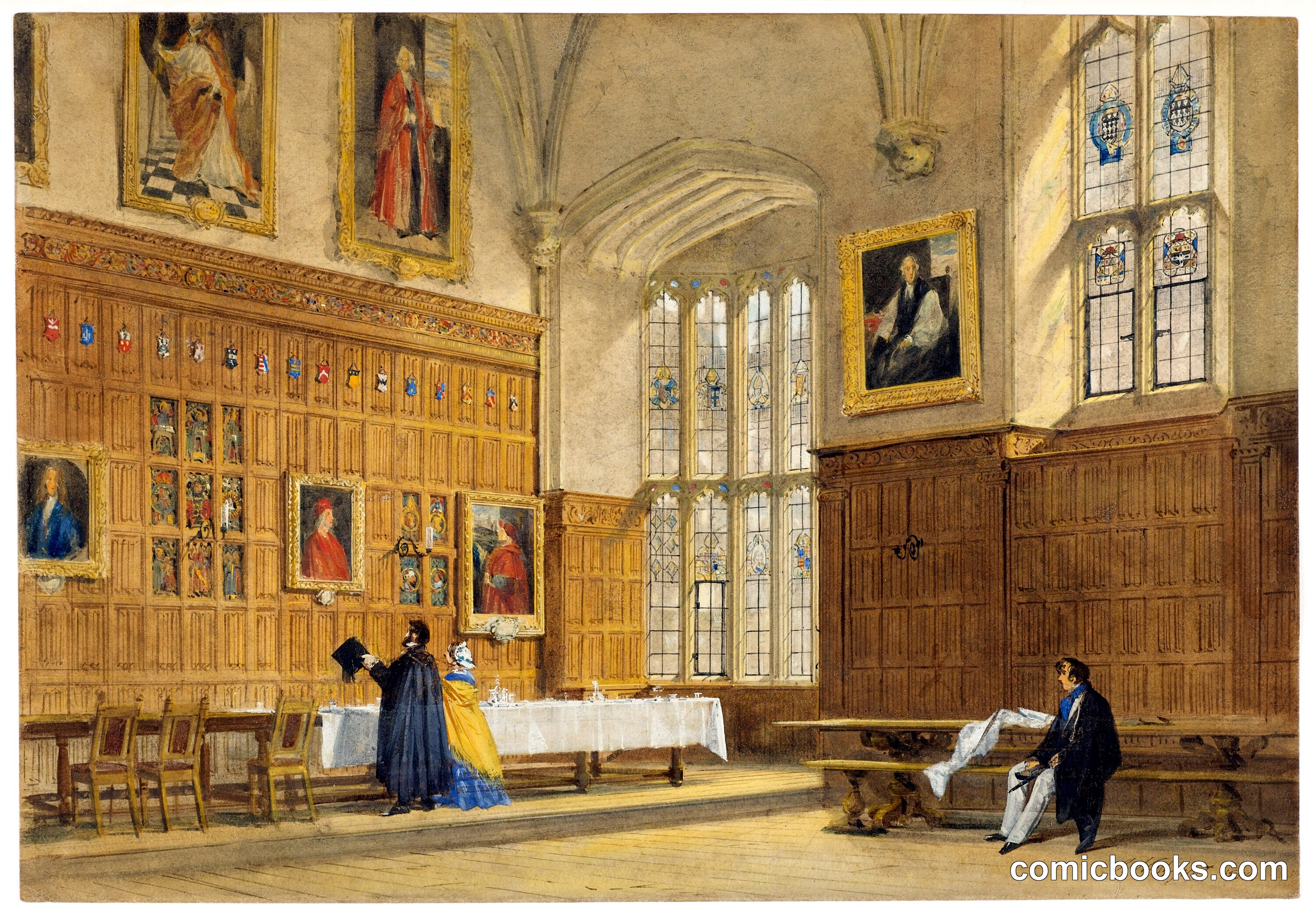 View of the Dining Hall in Magdalen College, Oxford