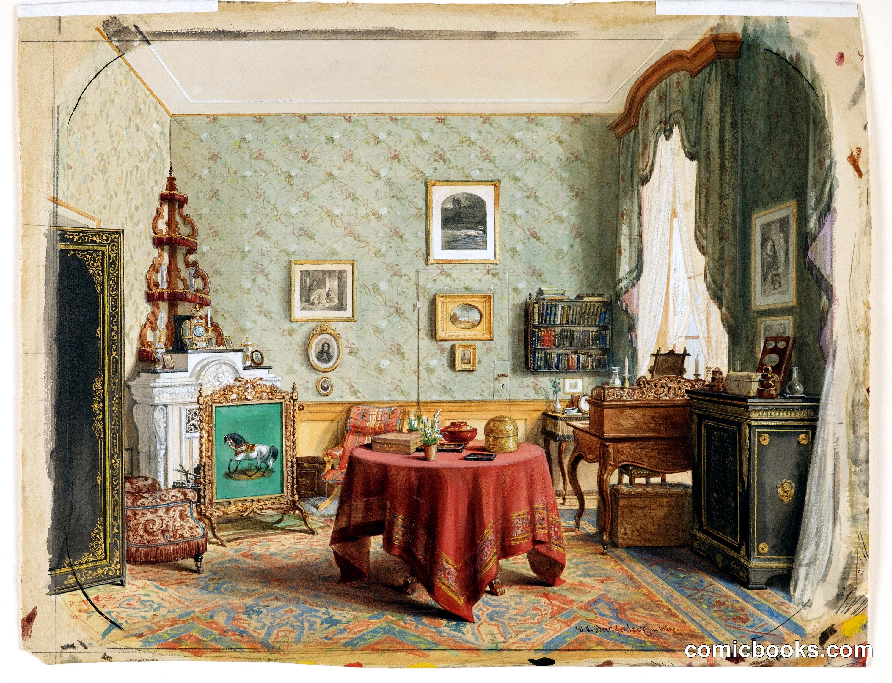 A Sitting Room with a Writing Table