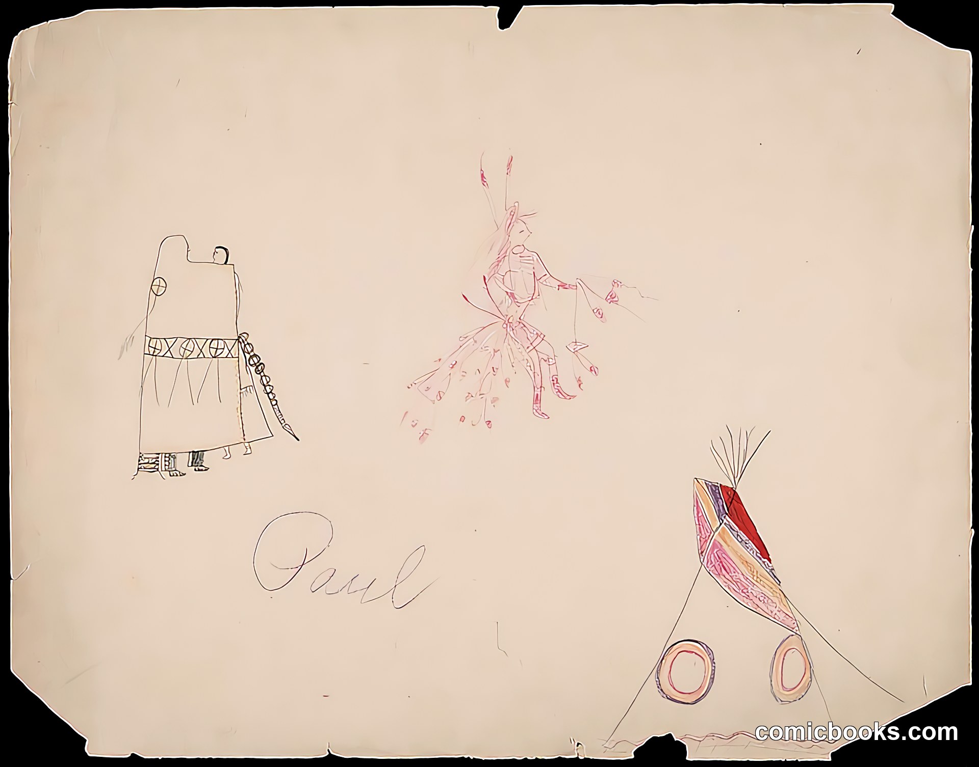 Sioux Indian Drawing, 'Paul'
