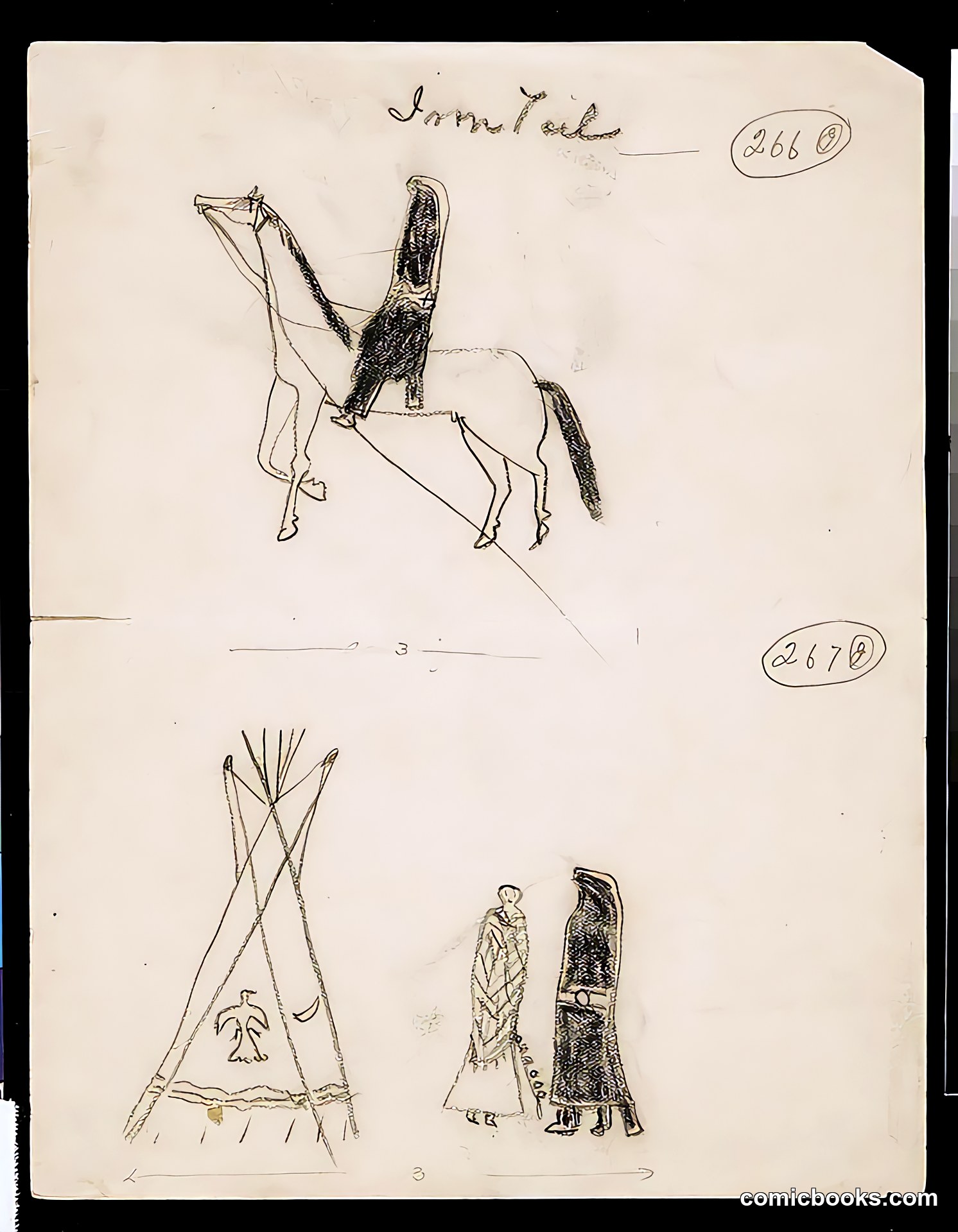 Sioux Indian drawing by Joe Black Fox