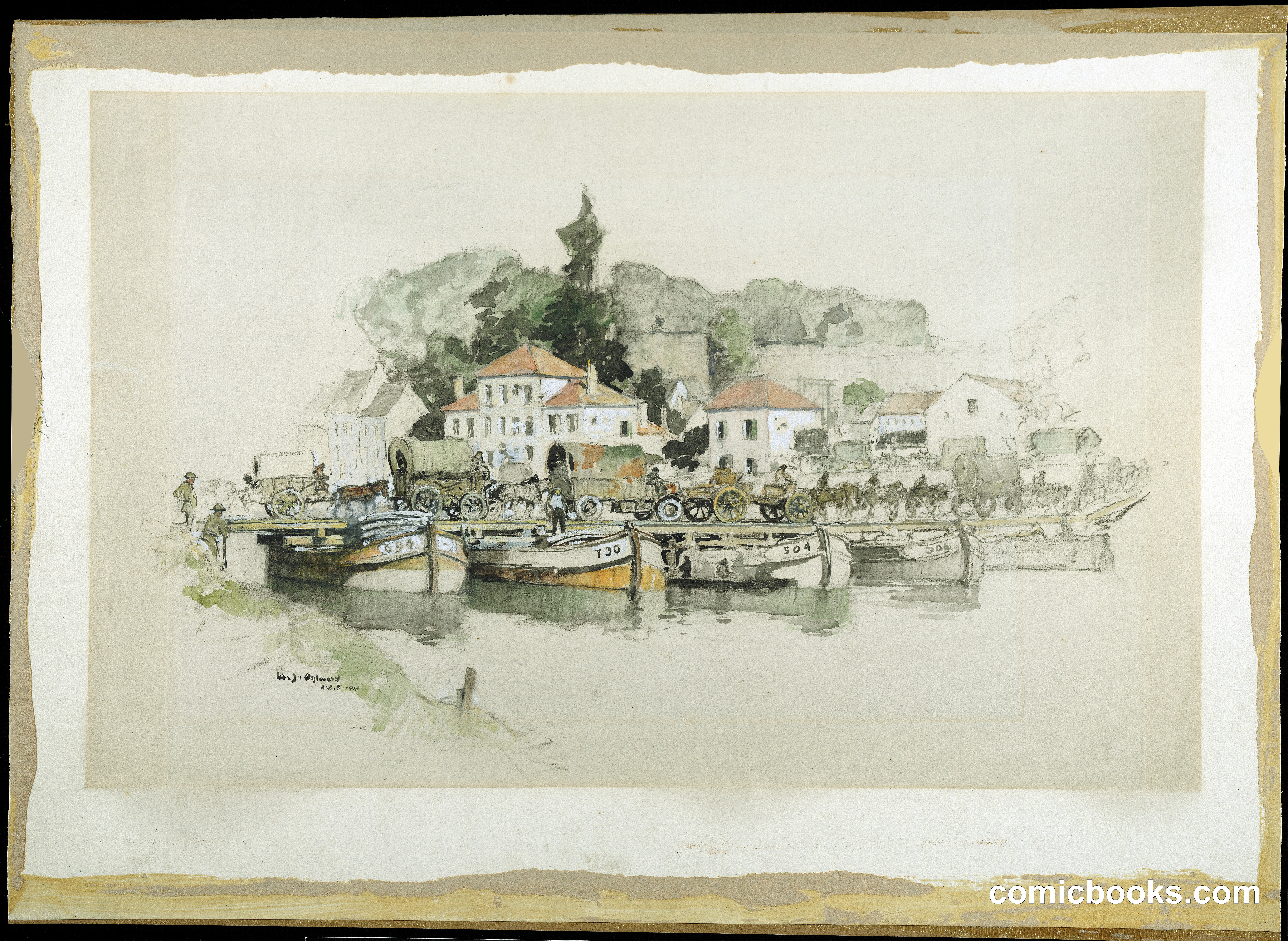 Crossing the Pontoon Bridge, Château-Thierry