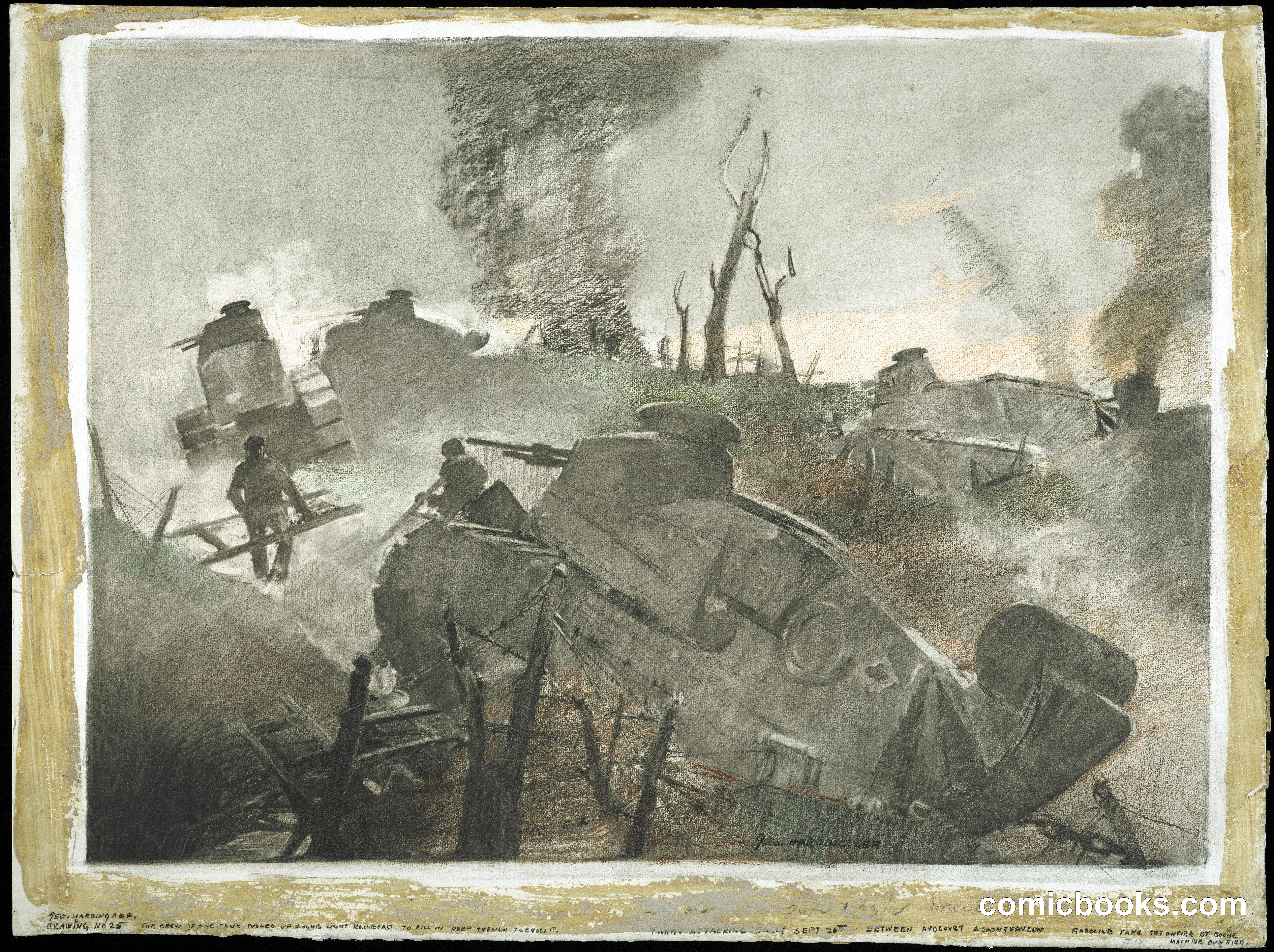 Tanks Attacking Early September 26th Between Avocourt and Montfaucon