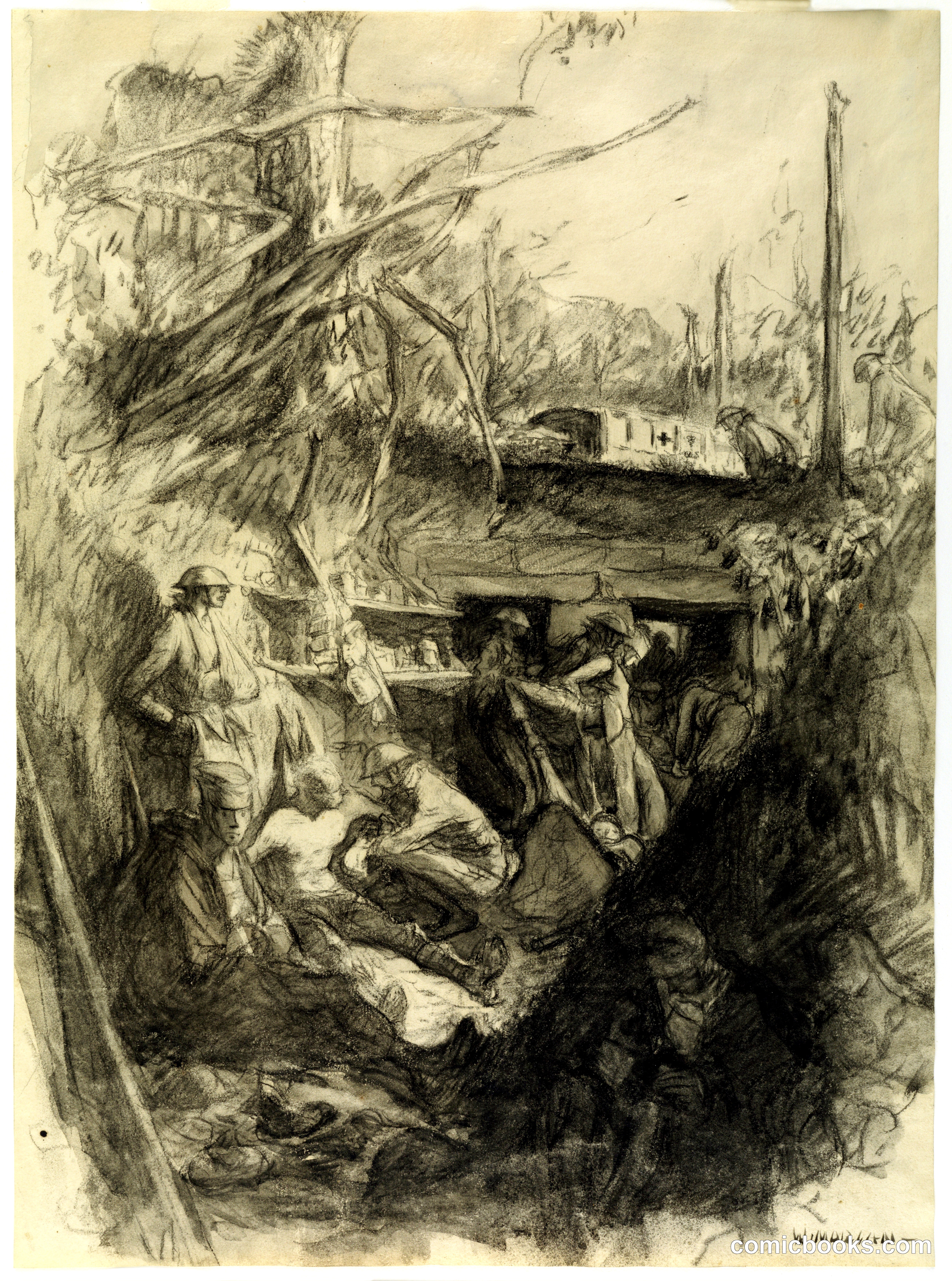 Dressing Station in a Culvert in the Road