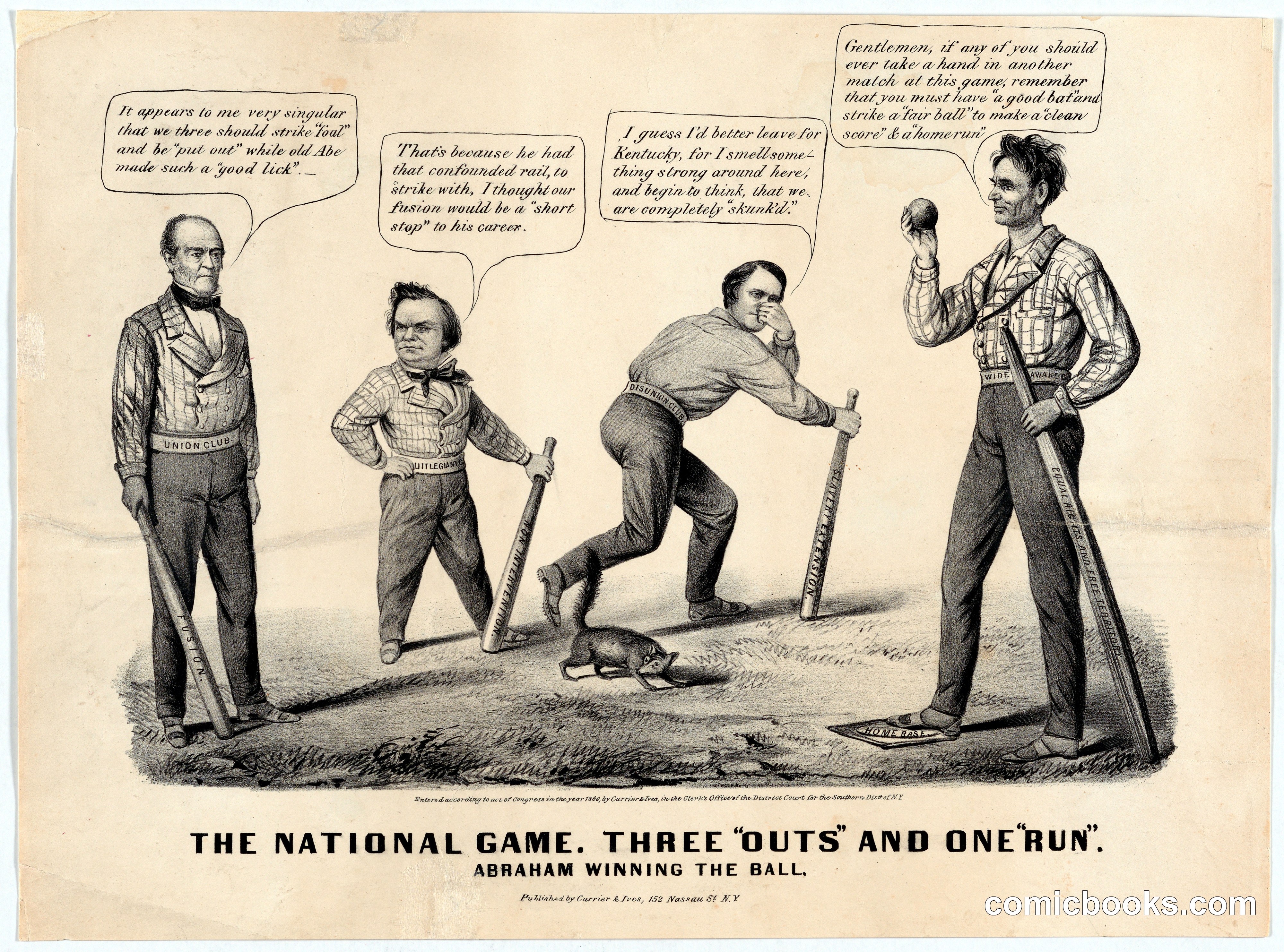 The National Game: Three 'Outs' and One 'Run'—Abraham Winning the Ball