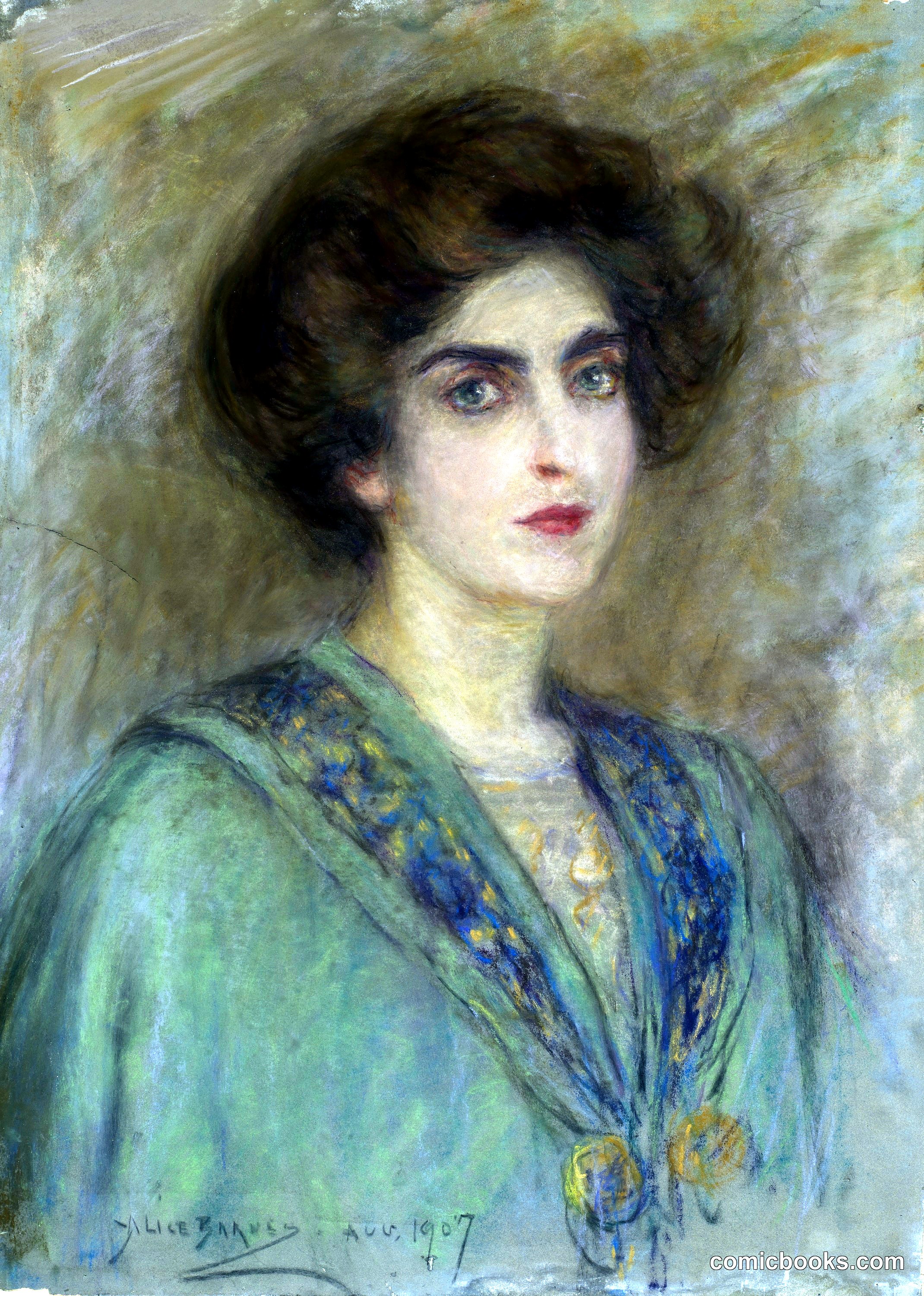 Portrait of a Woman in Green Cape