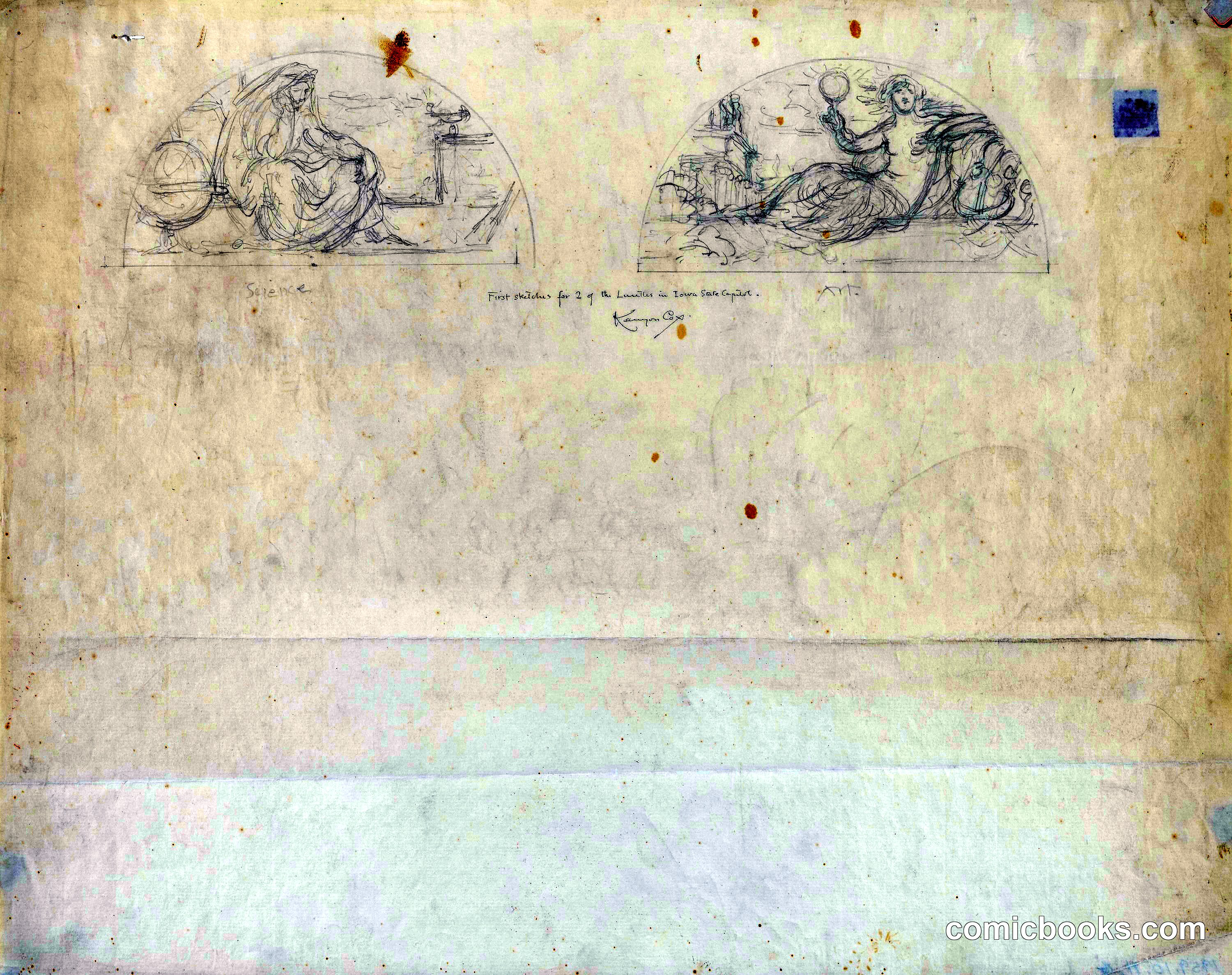 Study for Two Lunettes, Iowa State Capitol Rotunda