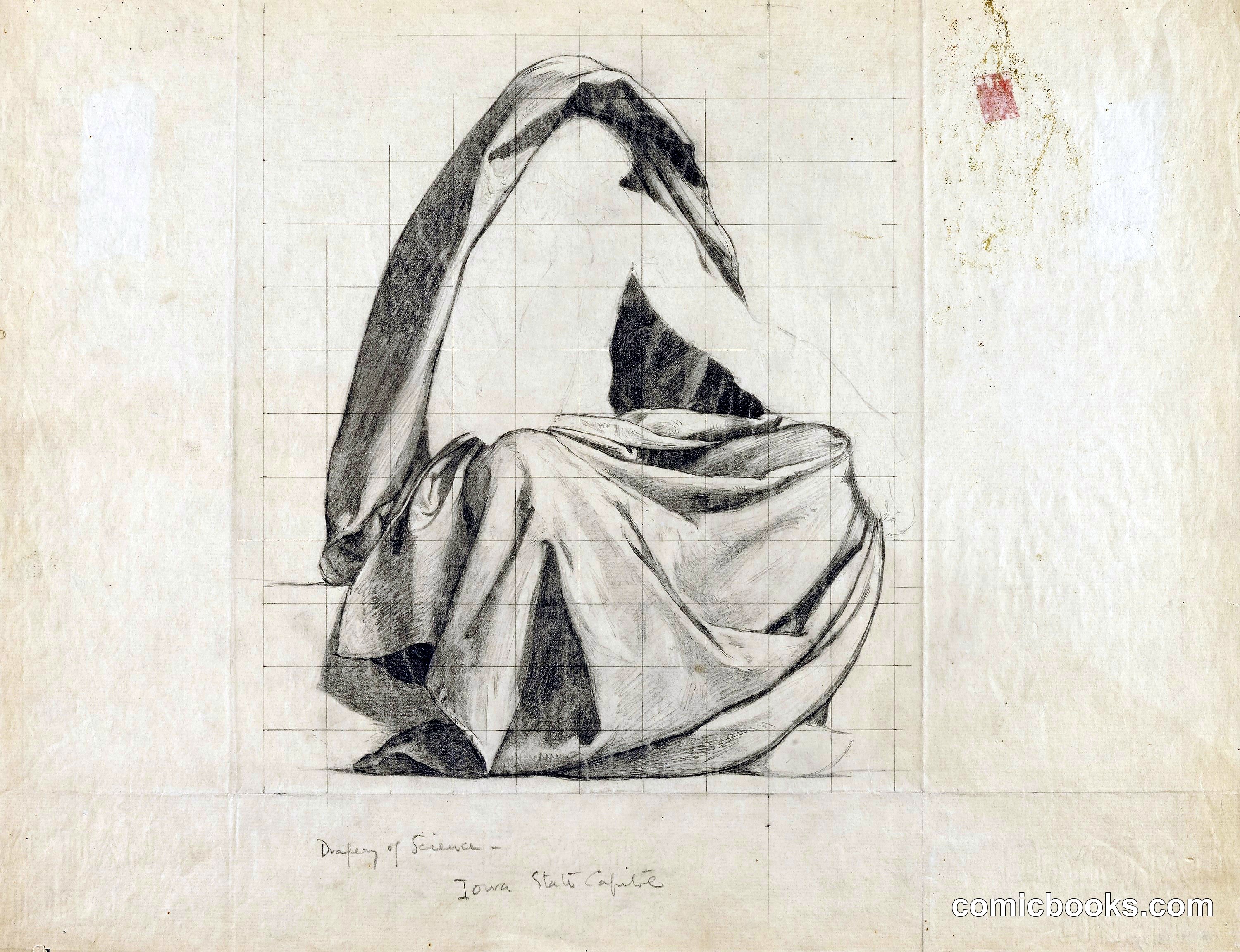 Draped Figure Study for Iowa State Capitol Rotunda