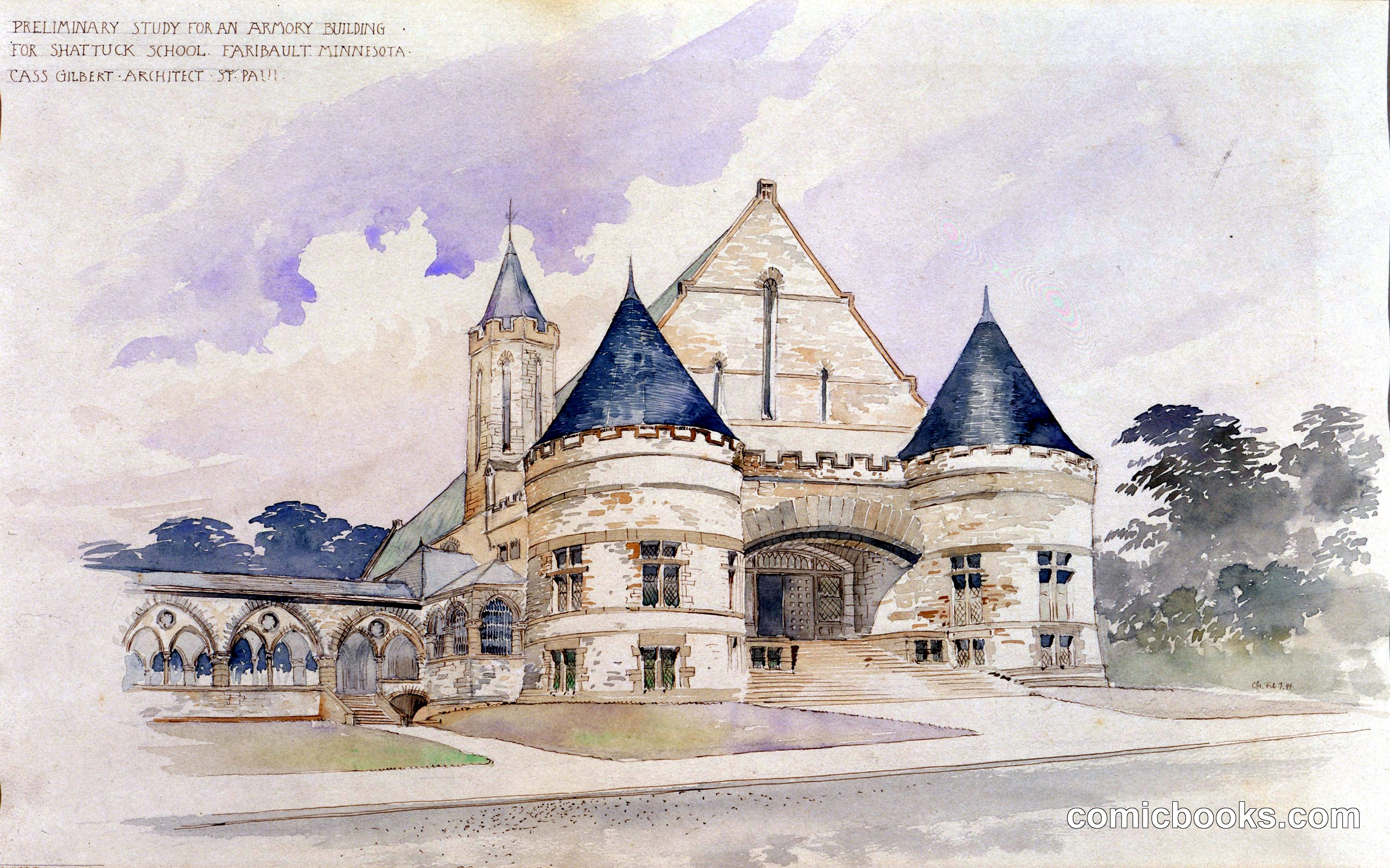 Preliminary Study for an Armory Building, Shattuck School