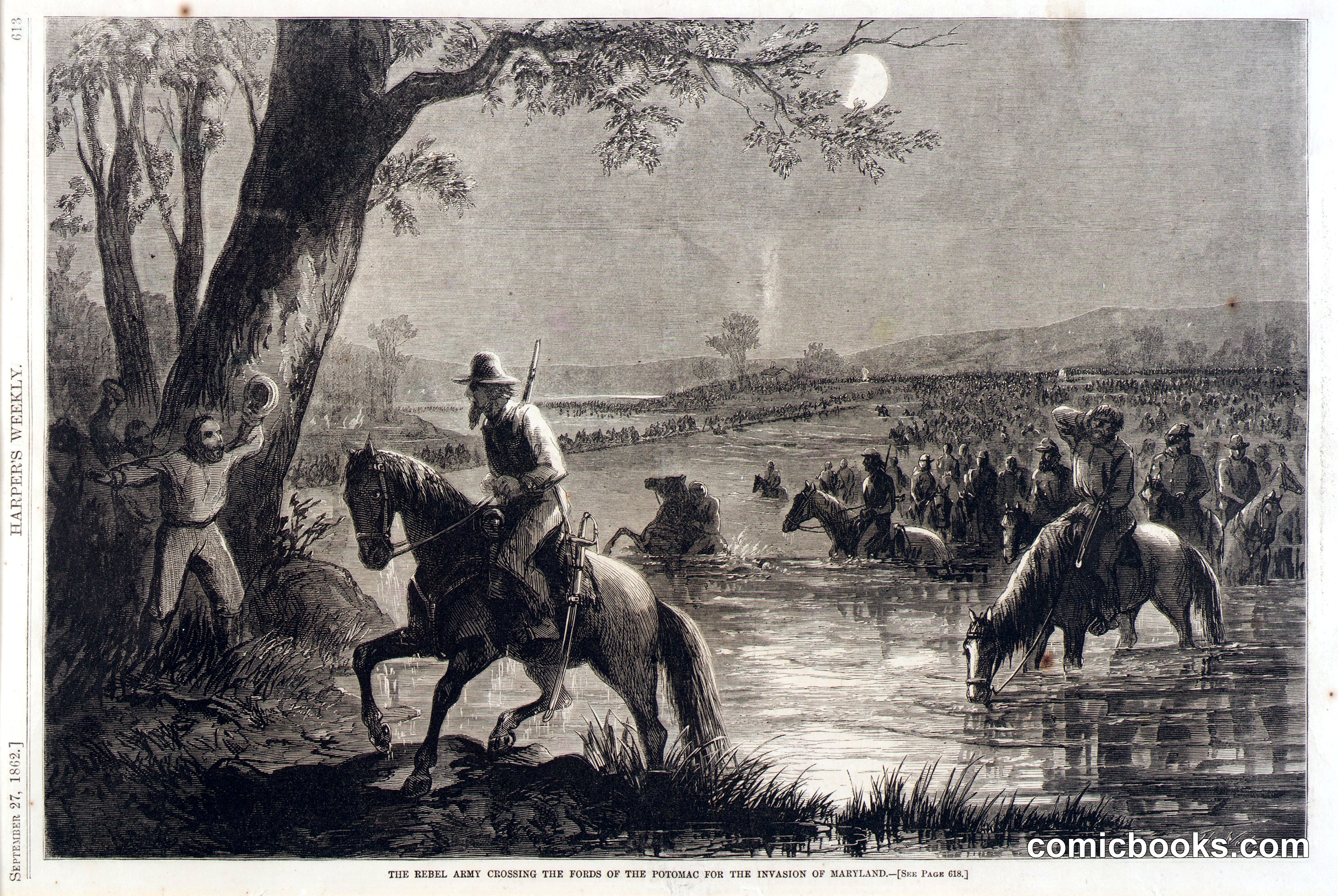 The Rebel Army Crossing the Fords of the Potomac for the Invasion of Maryland